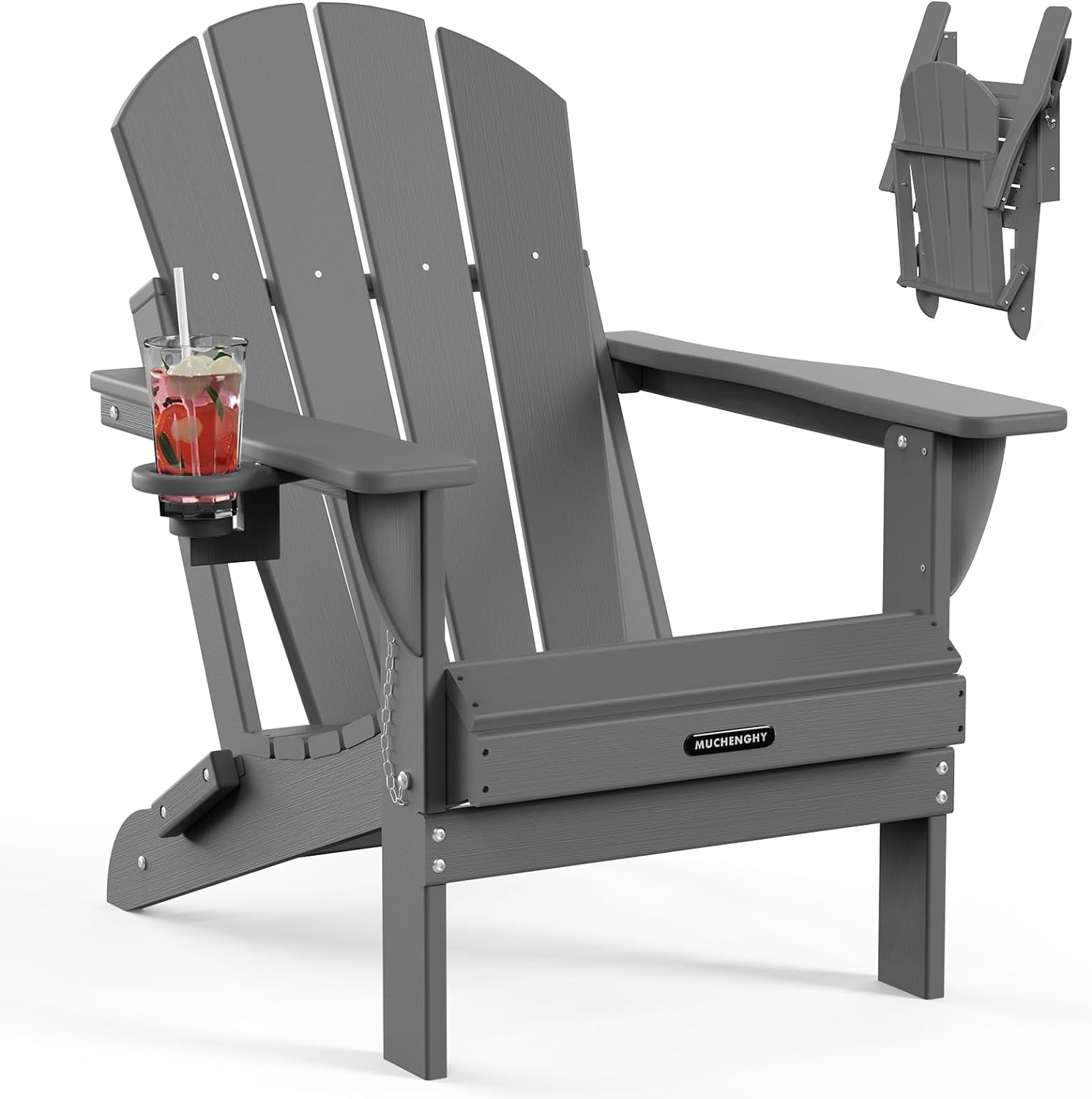 MUCHENGHY Folding Adirondack Chairs HDPE Weather Resistant, Patio Firepit Chairs...