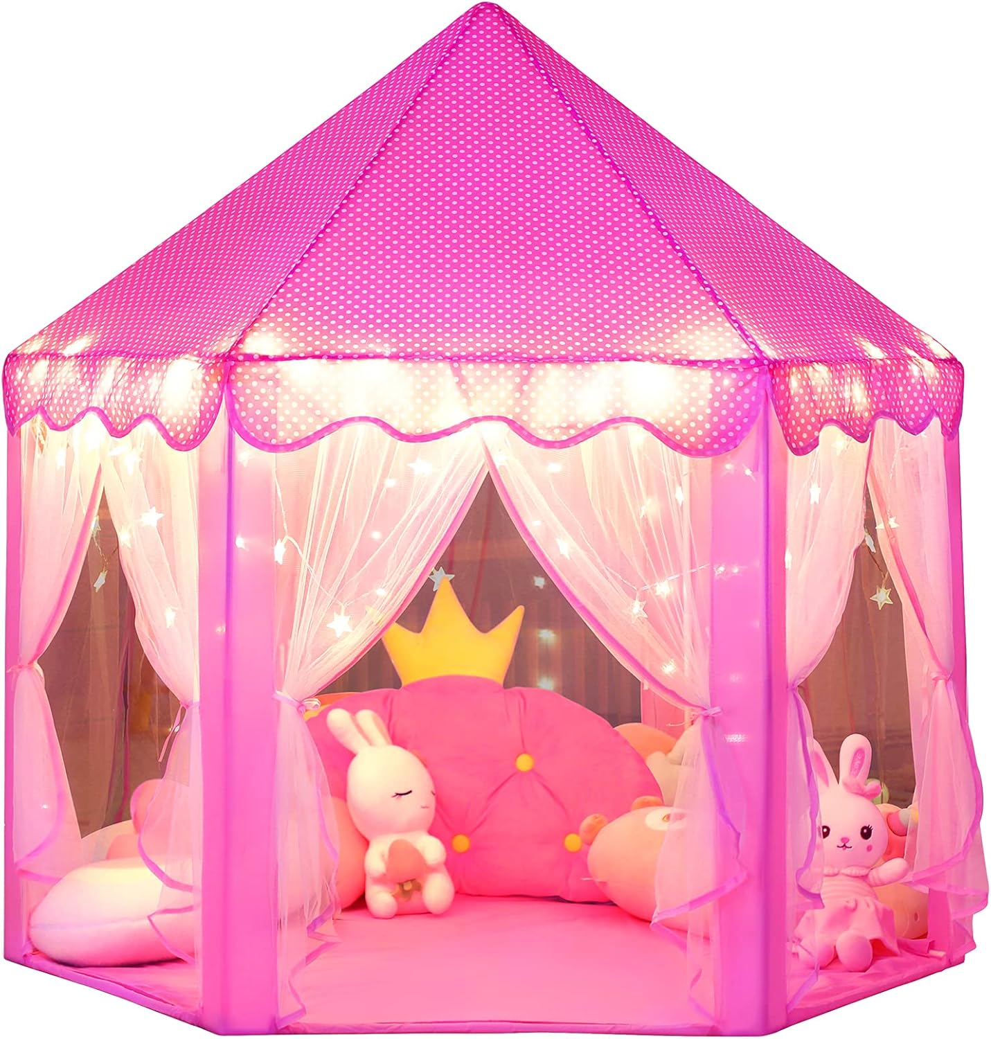 wilwolfer Princess Castle Play Tent for Girls Large Kids Play Tents Hexagon Play...