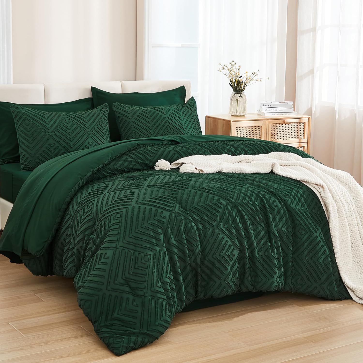 Andency California King Comforter Set Dark Emerald...