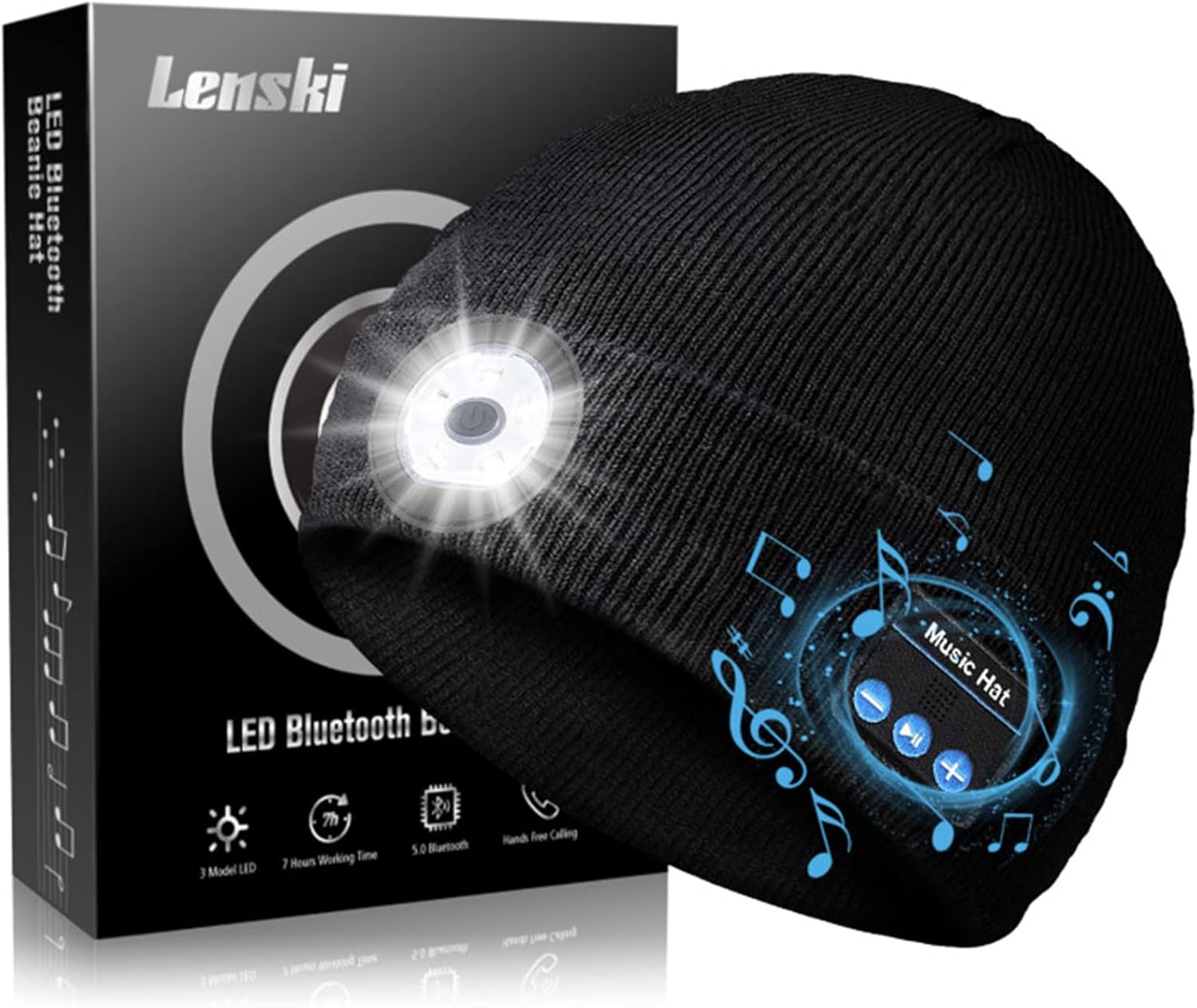 Lenski Stocking Stuffers for Adults Men, Dad Gifts for Men, Bluetooth Beanie Hat...