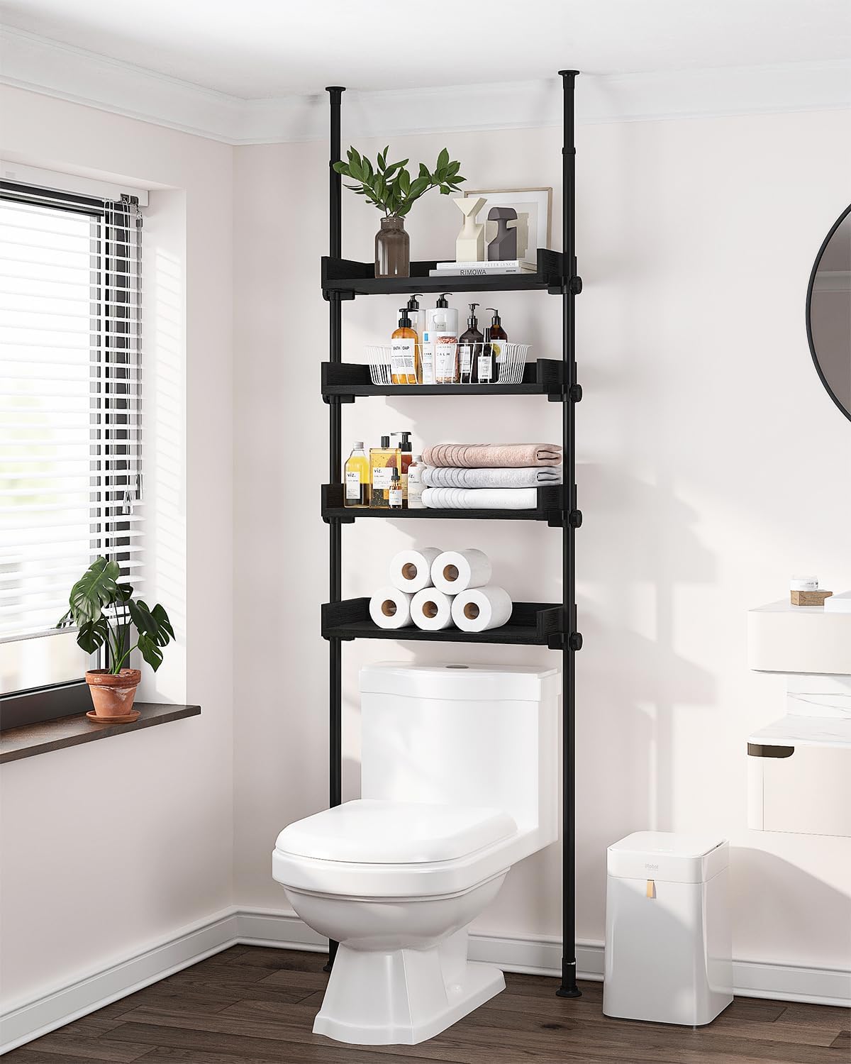 ALLZONE Adjustable Over The Toilet Storage Cabinet,Tension Mount Bathroom Organi...