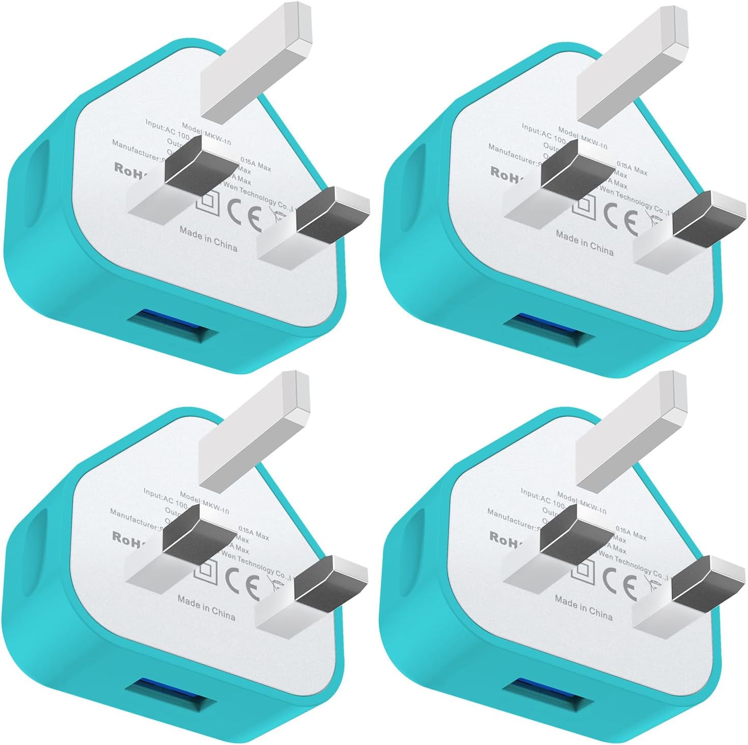 USB Plug Charger 4 Pack, USB Mains Charger Adaptor UK 5V/1A Wall Charging Plug A...