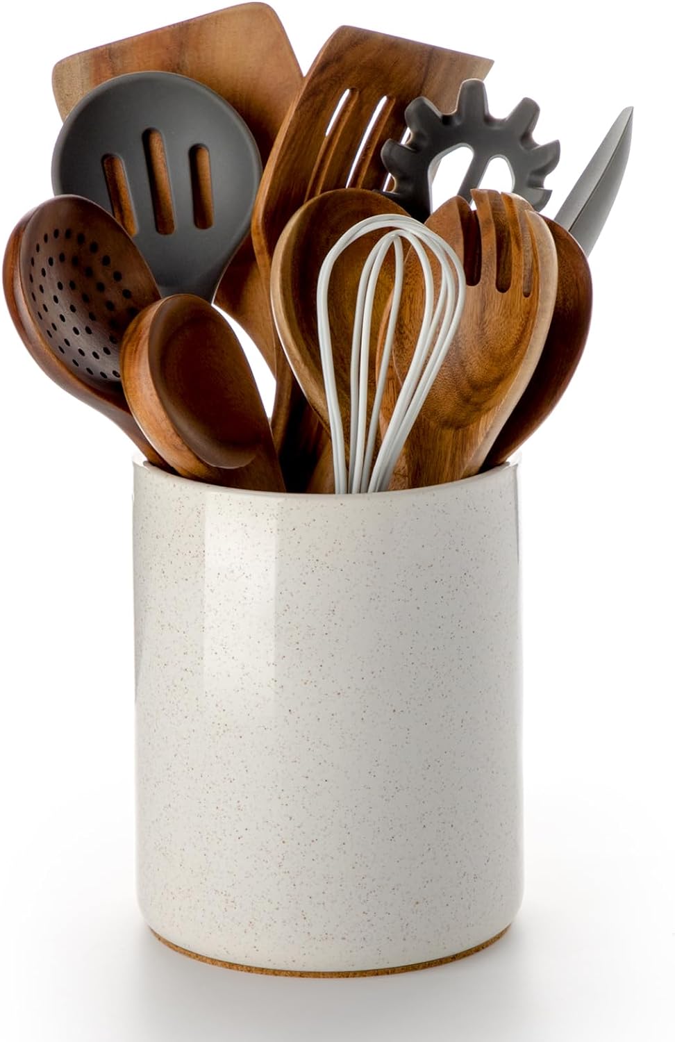 Nucookery Utensil Holder, 6.4" Ceramic Kitchen Utensil Holder for Countertop wit...