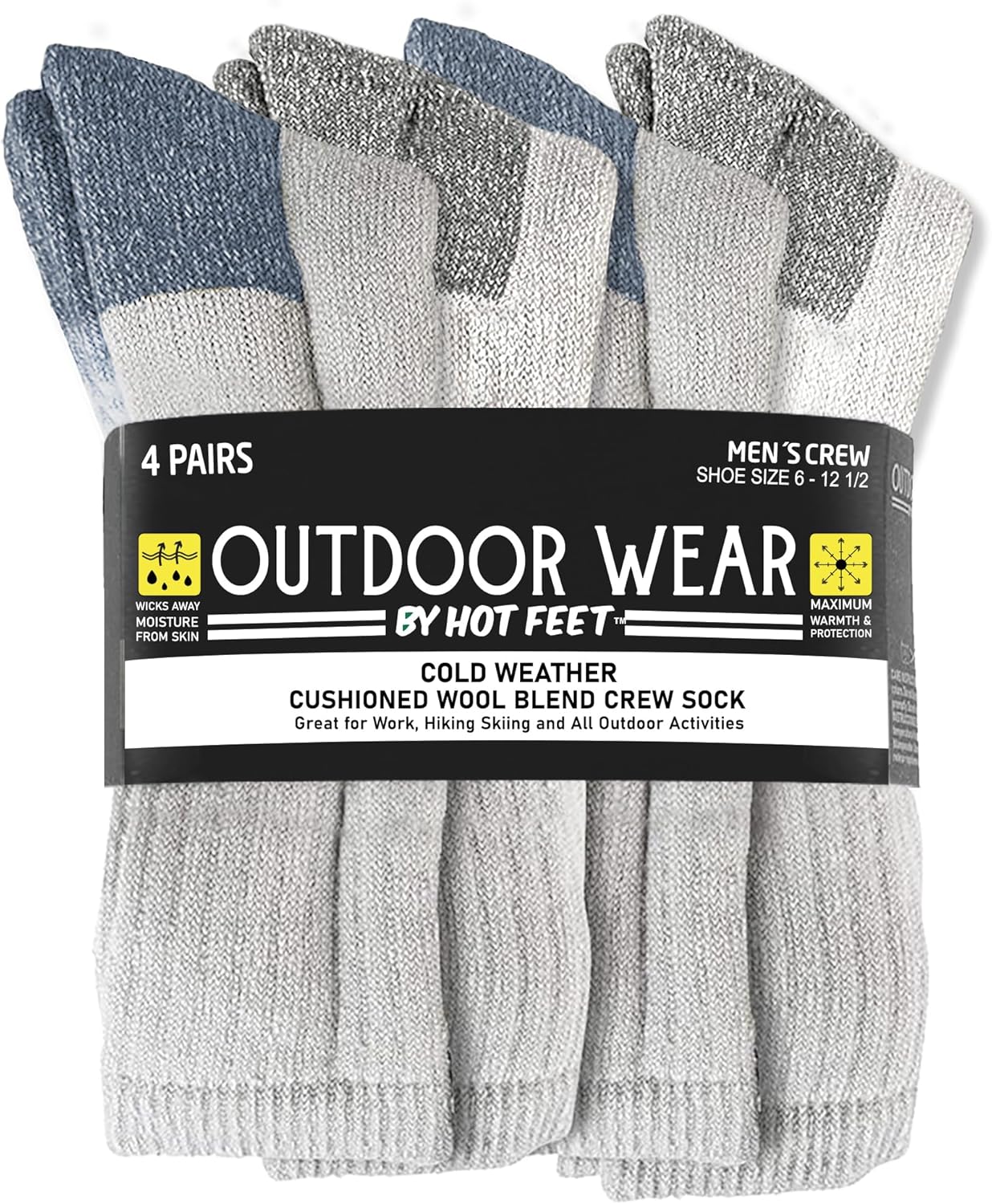 HOT FEET 4 Pack, Innovative Work Socks for Men, Special Durable Socks, Affordabl...