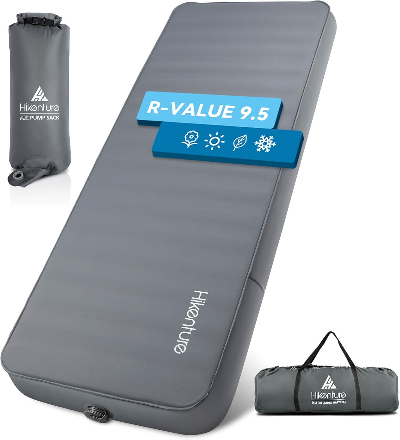 Hikenture 4 INCH Thick Self Inflating Sleeping Pad with 9.5 R Value, Comfort Plu...