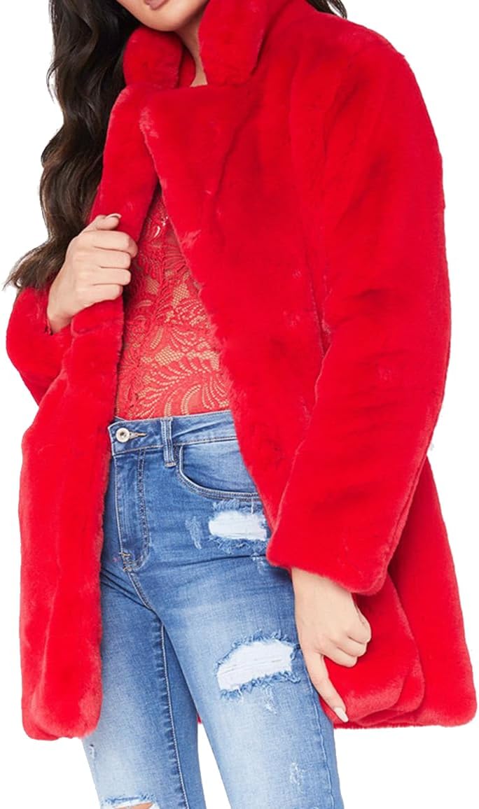 TOPONSKY Womens Winter Coat, Special Lapel Faux Fur Coat With Winter Warm Inner...