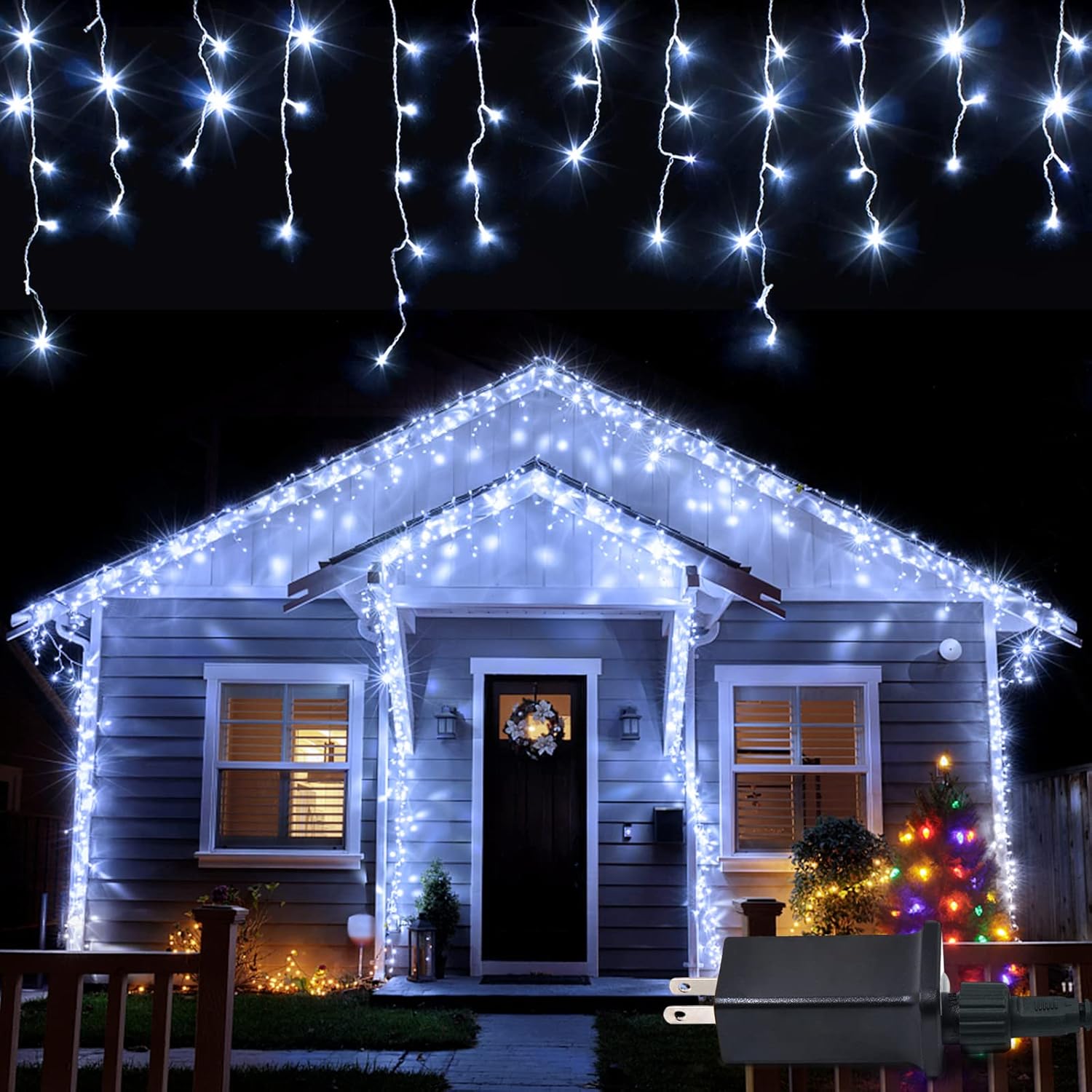 JMEXSUSS 38.8FT 400 LED Icicle Lights Outdoor Waterproof, White Christmas Icicle...
