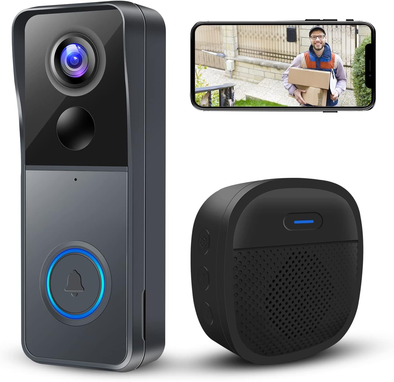 Wireless Video Doorbell Camera with Chime, Smart Video Door Bells with Camera Ba...