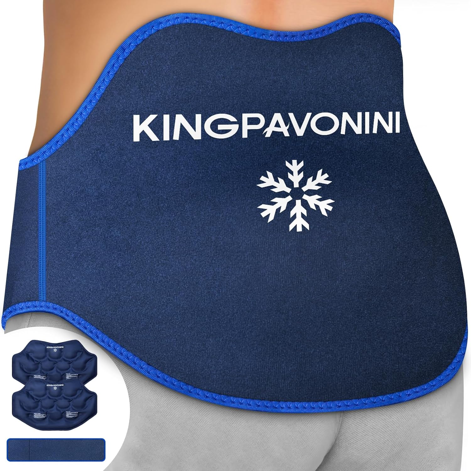 KingPavonini Extra Large Ice Pack for Back Pain Relief with Extension Strap, 2 P...