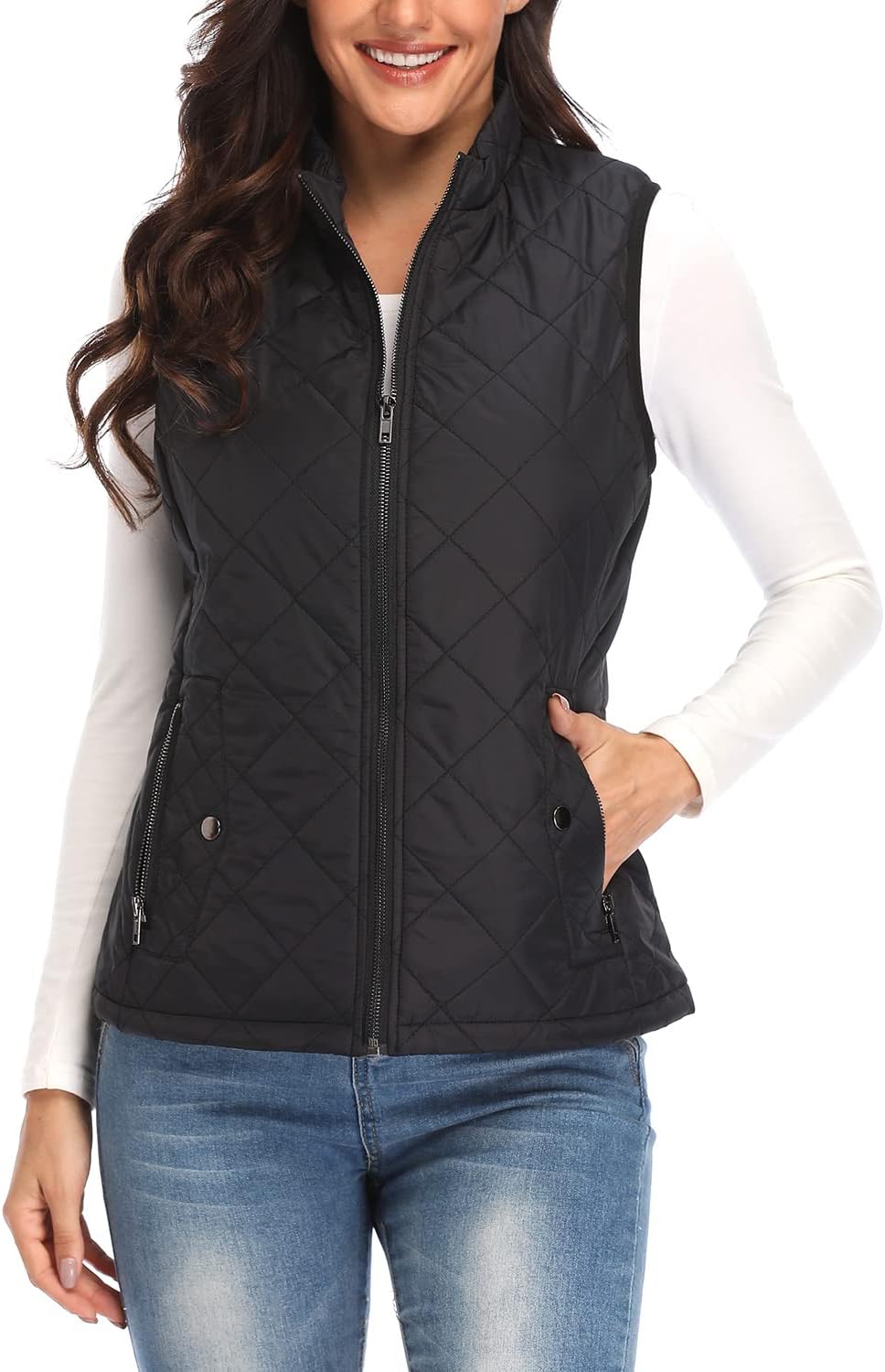 Argstar Women's Vest, Special Quilted Lightweight Vest, Affordable Zip Pockets P...