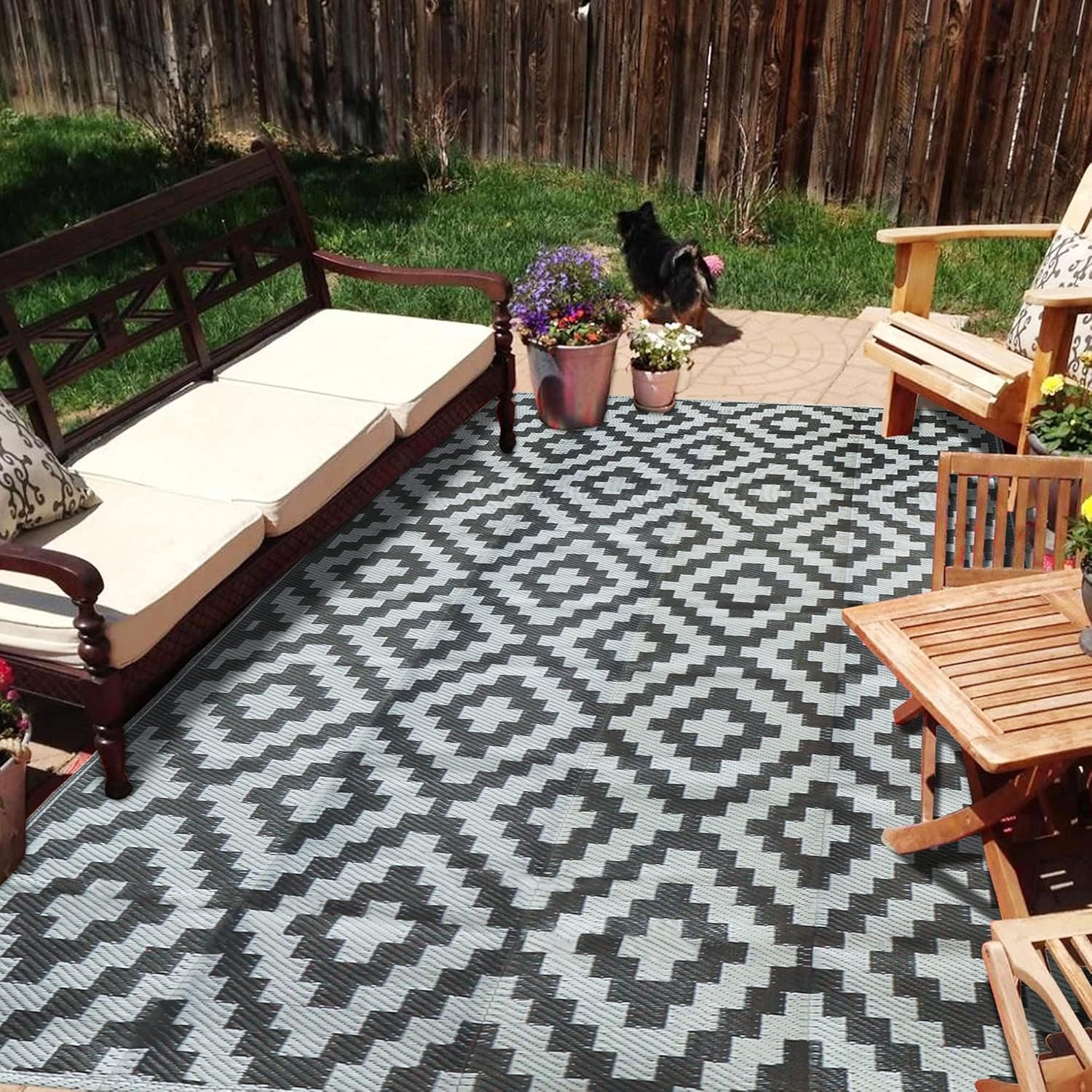 SAND MINE Reversible Mats, Special Plastic Straw Rug, Unique Modern Area Rug for...