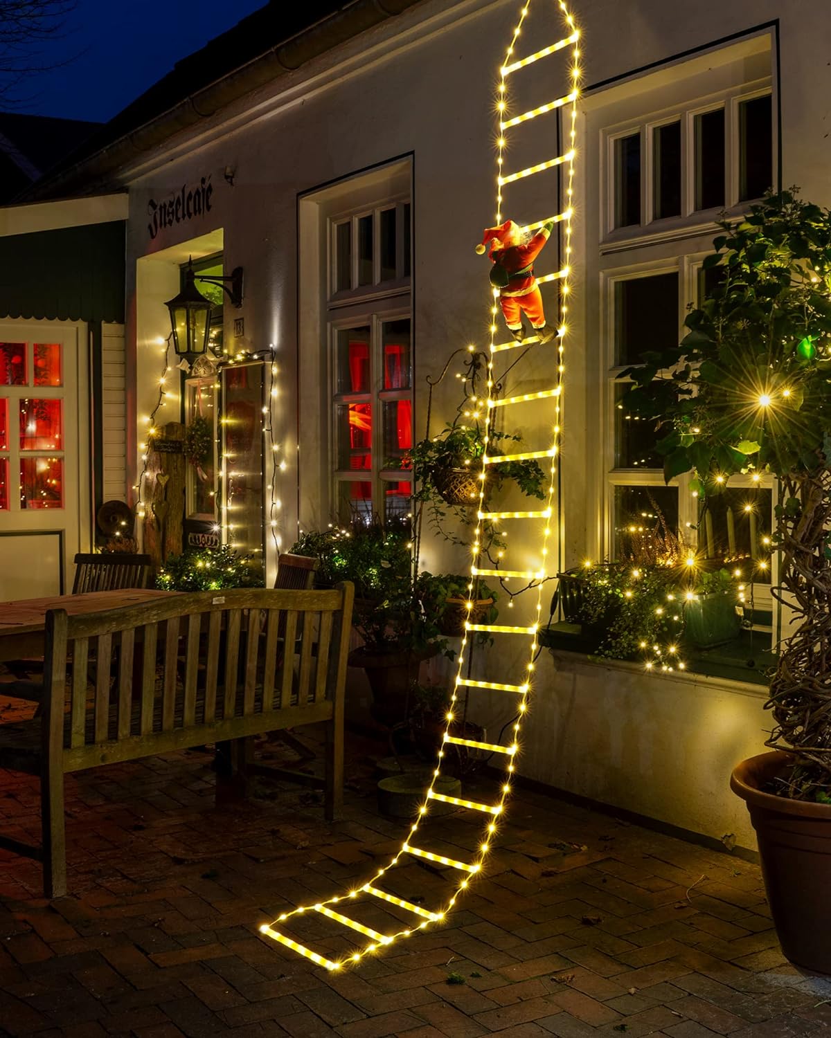 Toodour LED Christmas Lights - 10ft Christmas Decorative Ladder Lights with Sant...
