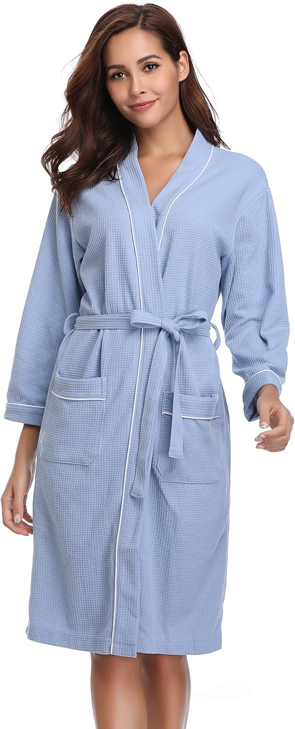 Vlazom Waffle Dressing Gowns, Special Kimono Robe, Innovative Cotton Lightweight...