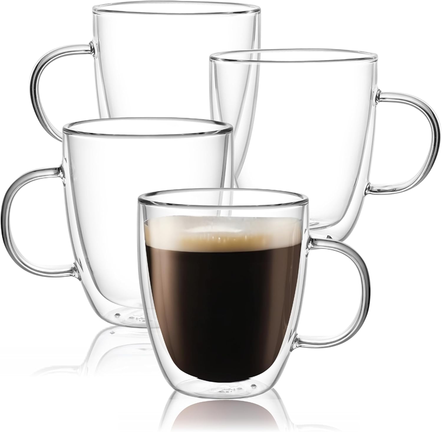 CNGLASS Coffee Mugs, Special Large Glass Coffee Mugs for 17oz, Innovative Double...
