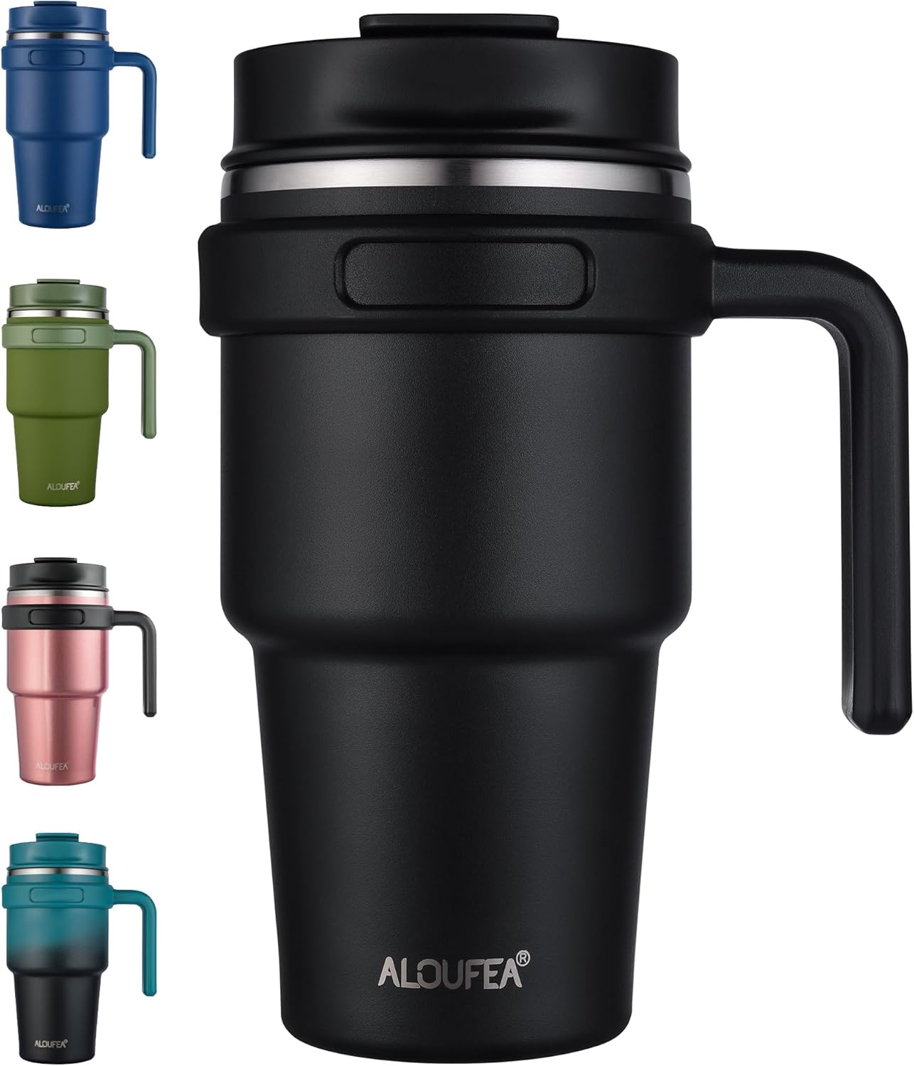 ALOUFEA 20 oz Insulated Coffee Mug Tumbler with Handle, Stainless Steel Travel M...