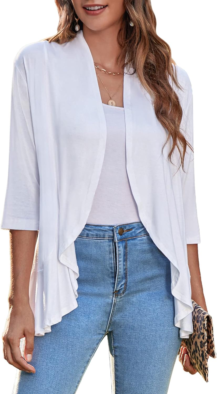 Zeagoo Women's Cardigan, Special 3/4 Sleeve Open Front Cardigan, Innovative Drap...