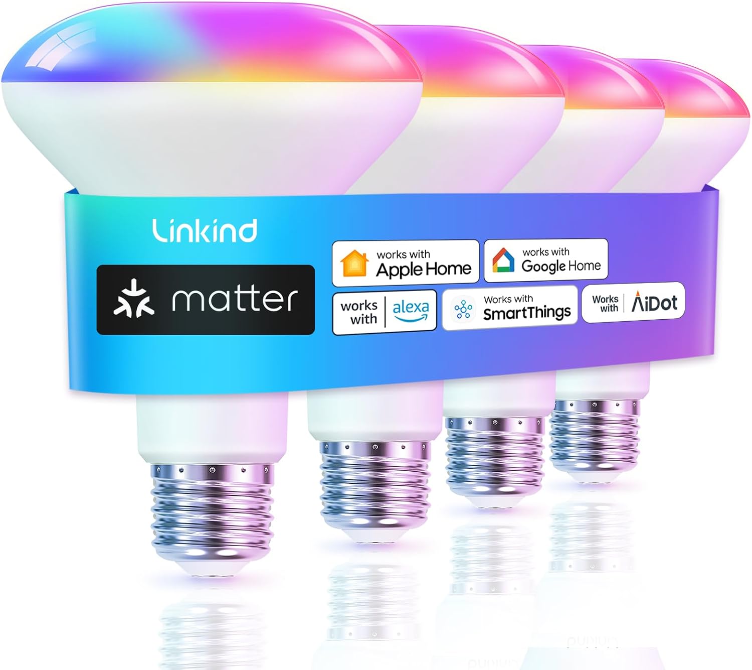 Linkind Matter Smart Light Bulb, BR30 Smart Bulbs, Recessed LED Color Changing L...