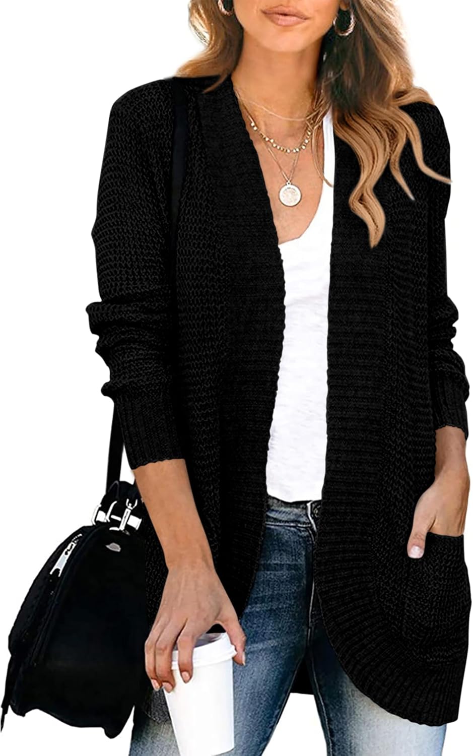 KIRUNDO Cardigan Sweaters for Women 2024 Fall Open Front Long Sleeve Loose Light...