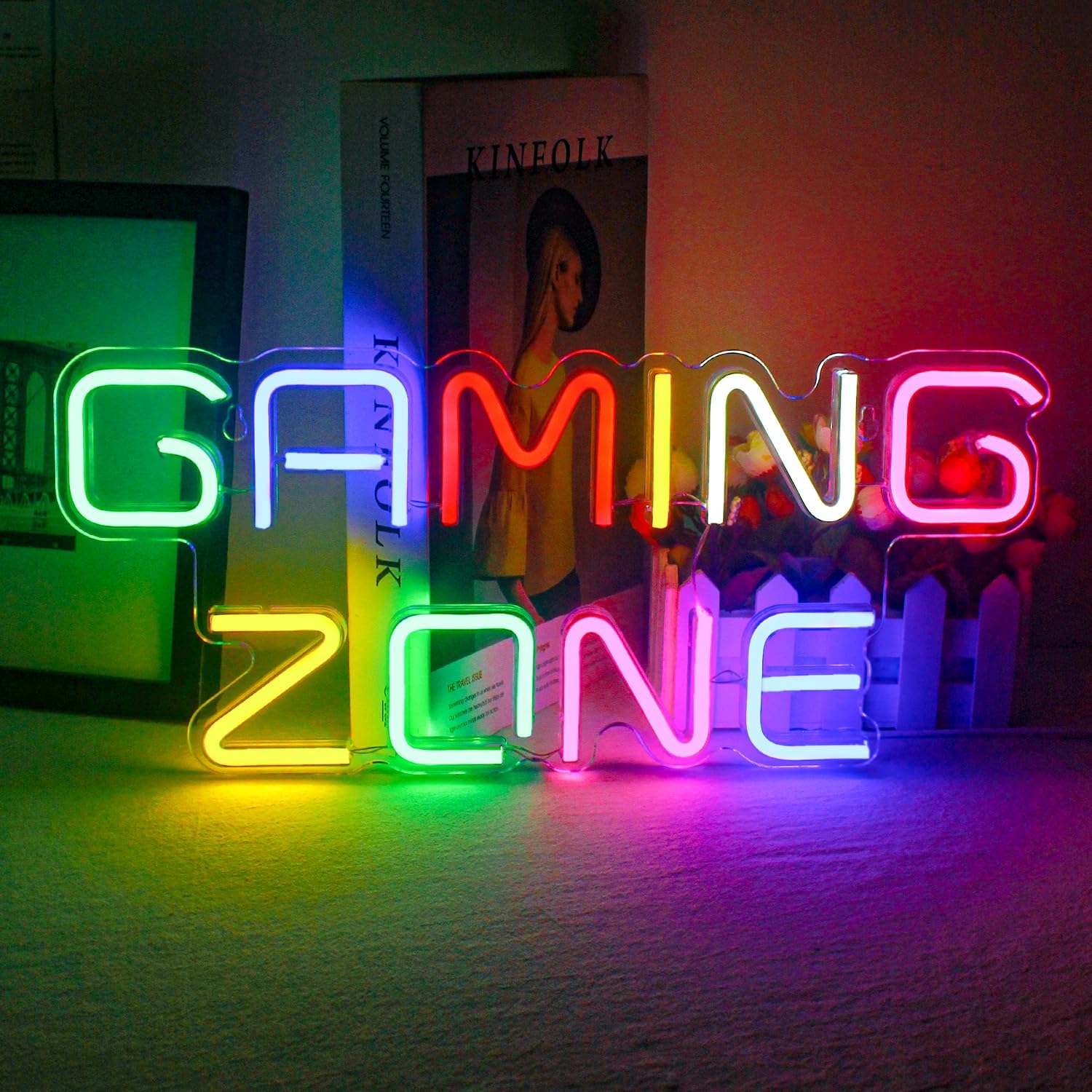 ineonlife Gaming Zone Neon Sign Colorful LED Gaming Neon Light for Wall Decor Le...