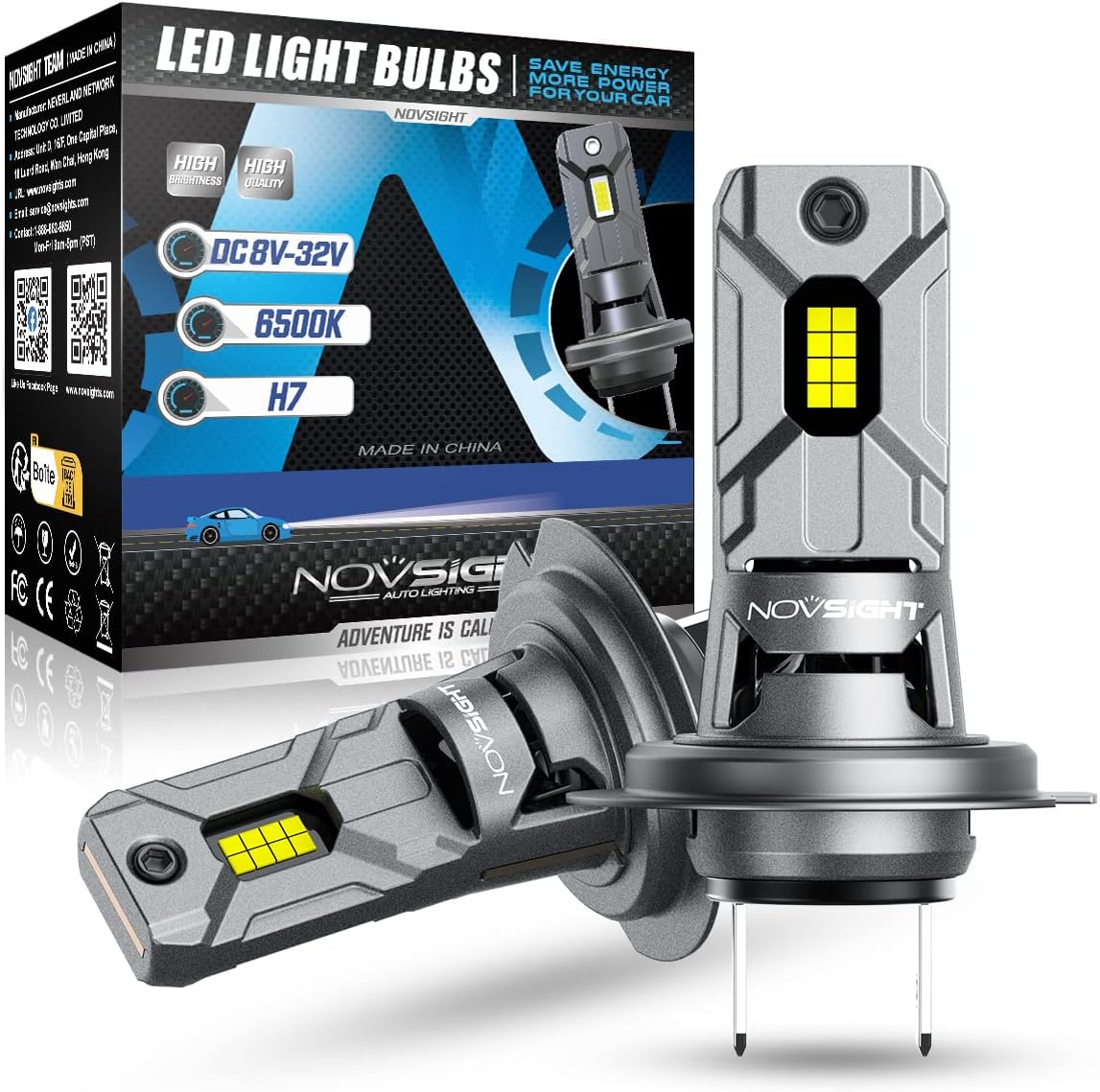 NOVSIGHT H7 LED Headlight Bulb, H7 Headlight Bulb 60W 12000LM Car Bulbs Light 65...