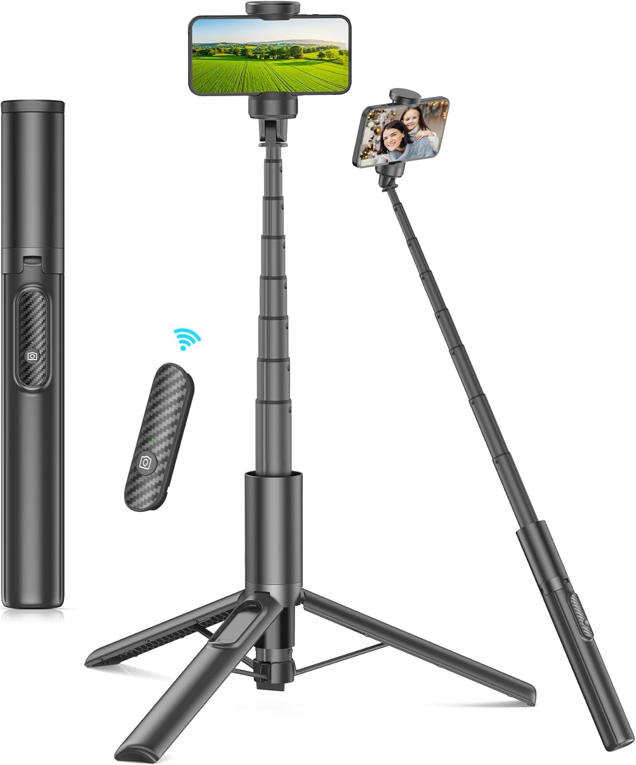 Gahenwo Selfie Stick, 60" Phone Tripod with Remote, Extendable All-in-1 Tripod S...