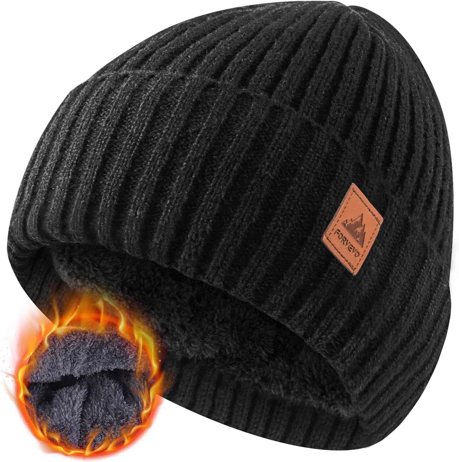 FORVEVO Beanie Hats for Men, Winter Hats with Thick Warm Fleece Lining, Thermal...