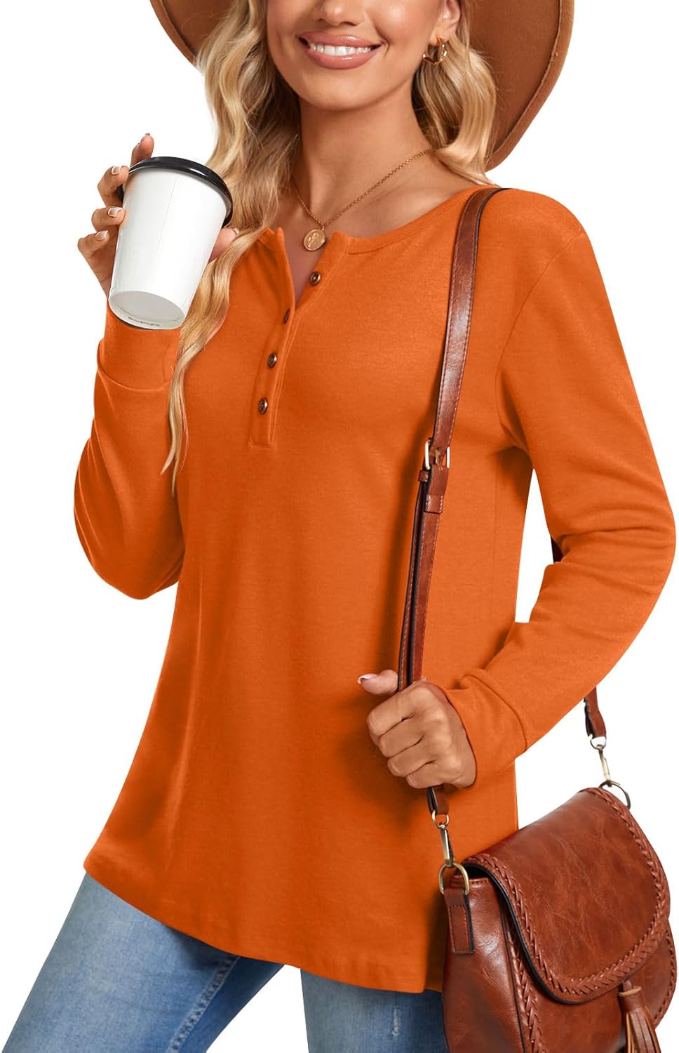 Aodemo Women's Henley Tops, Special Long Sleeve Button Up Tunic, Affordable Casu...
