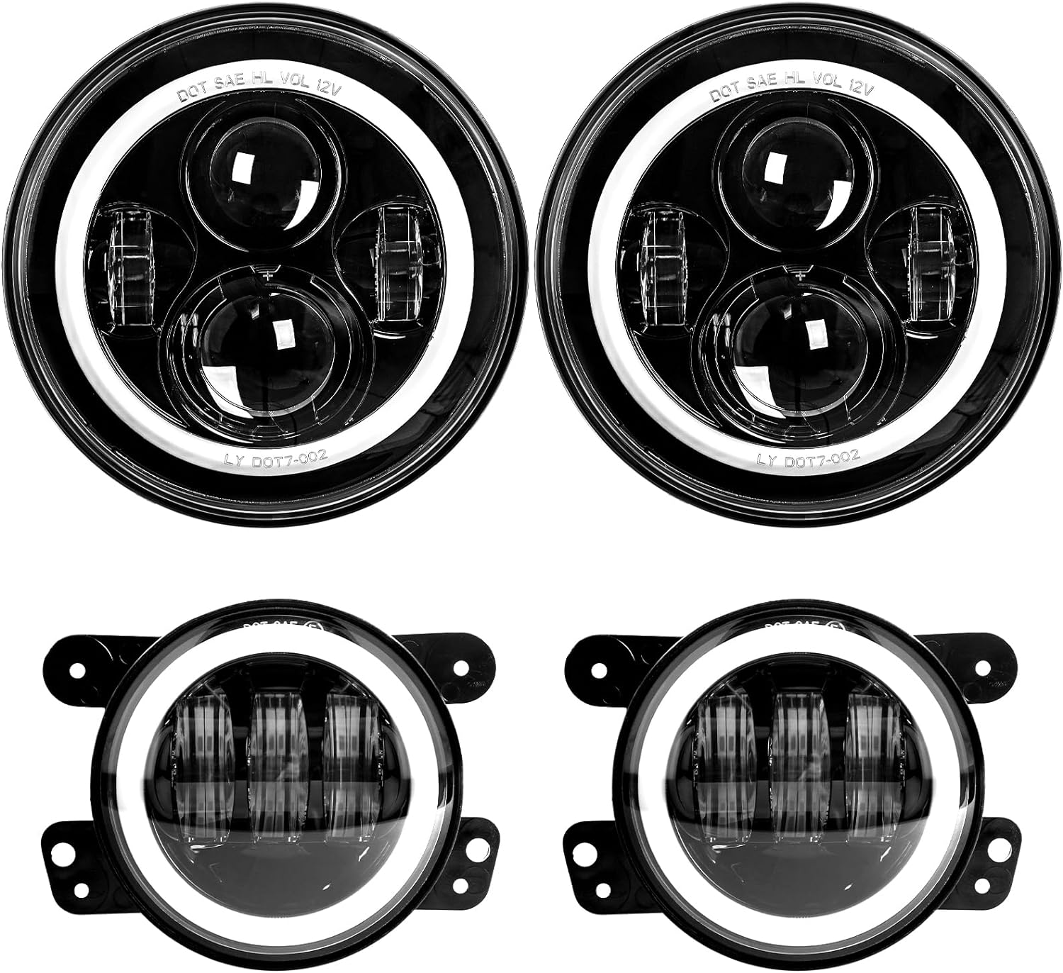 LX-LIGHT Dot Approved 7inch LED Headlights with White DRL/Amber Turn Signal + 4...