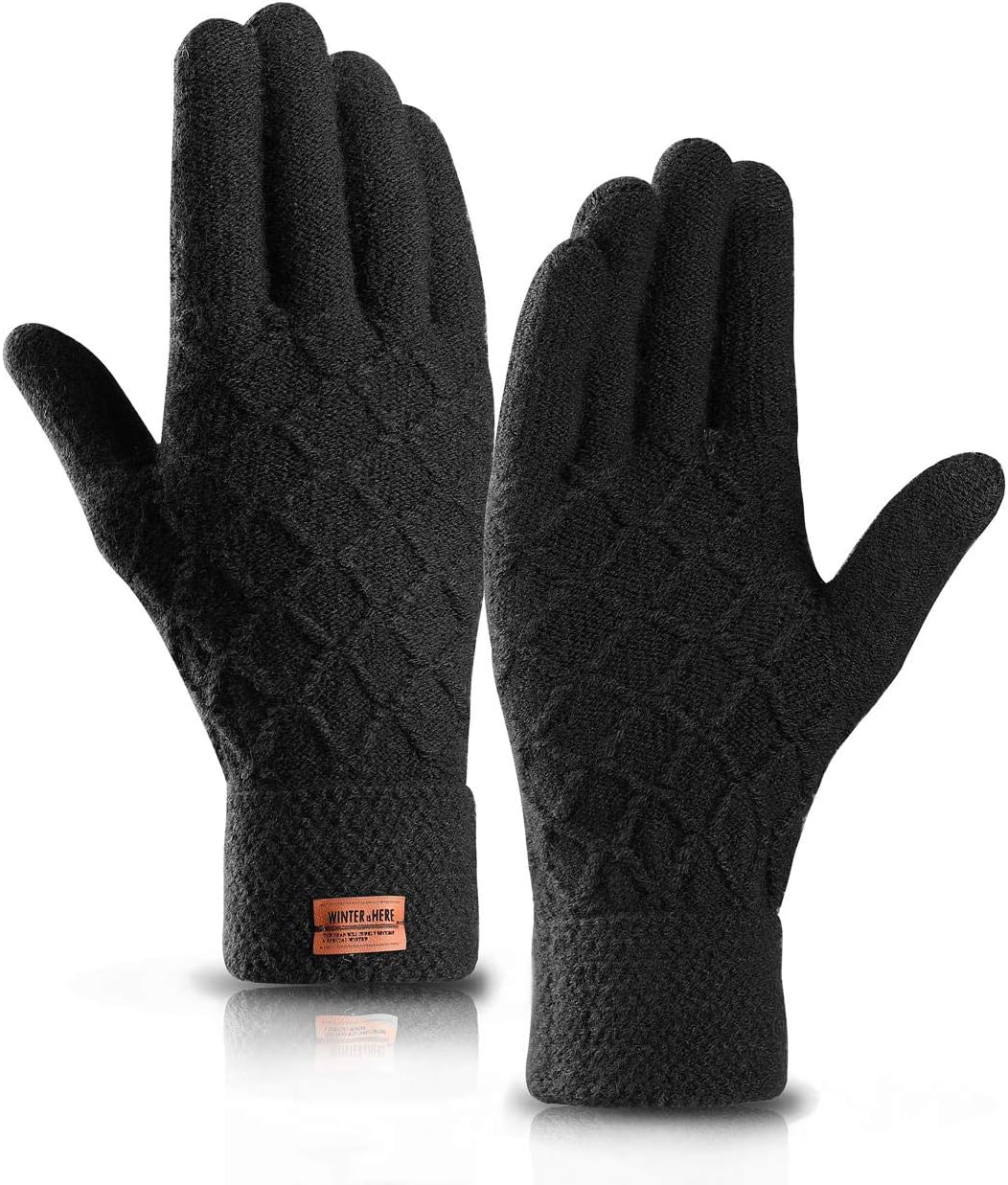 HIYATO Mens Touchscreen Gloves,Winter Warm Knit Gloves with Soft Lining,Thermal...