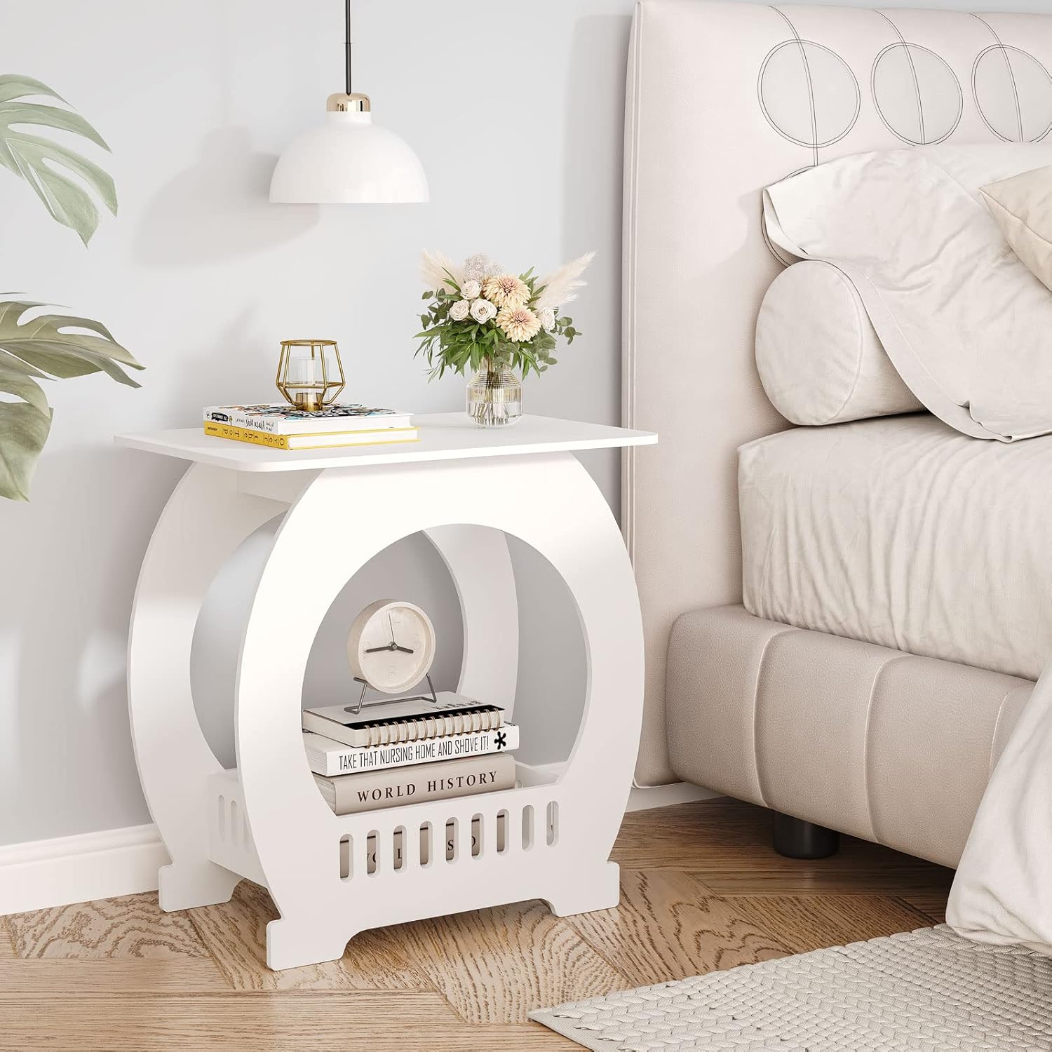 Dripex White Living Room End Tables, Small Bedside...