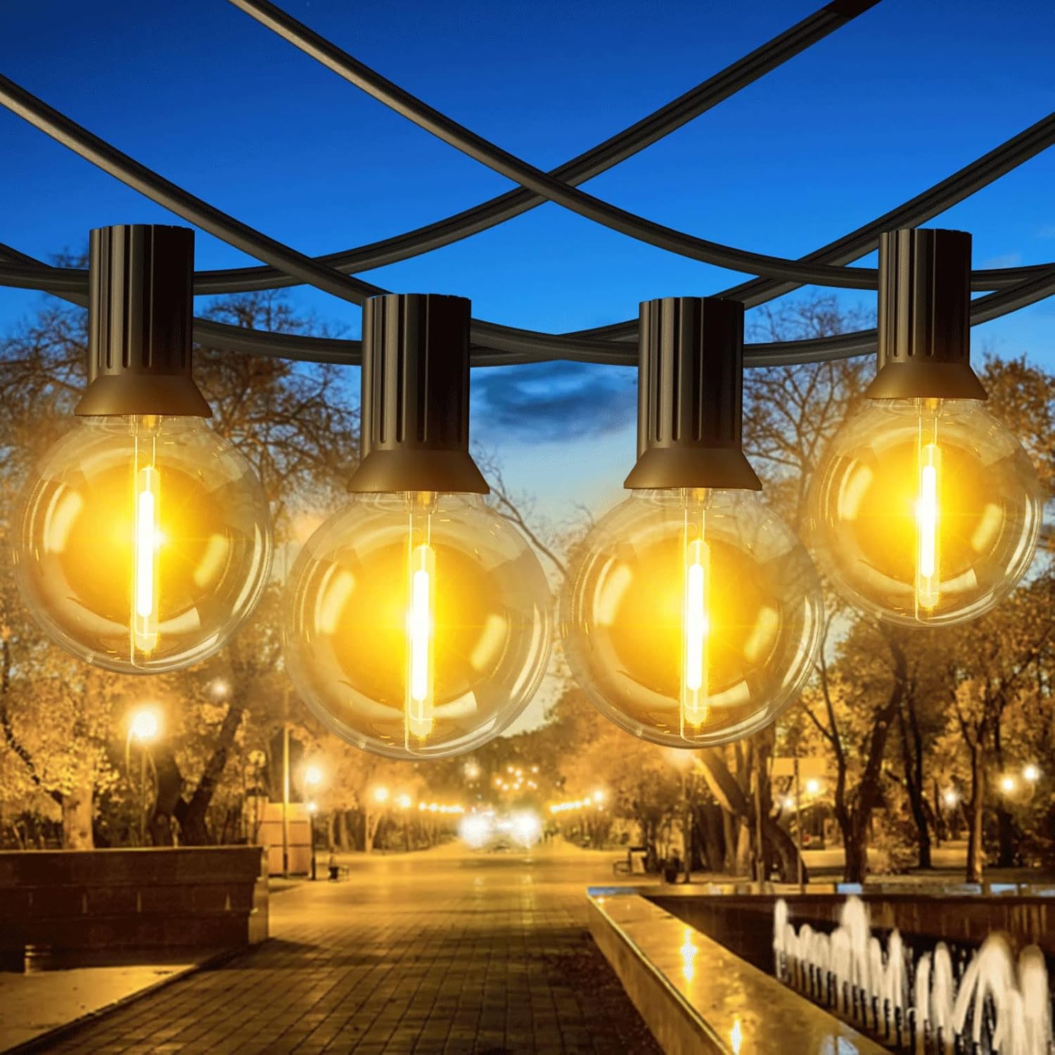 G40 Festoon Lights Outdoor / Indoor, 150FT/45.7M Outdoor Garden Lights Mains Pow...