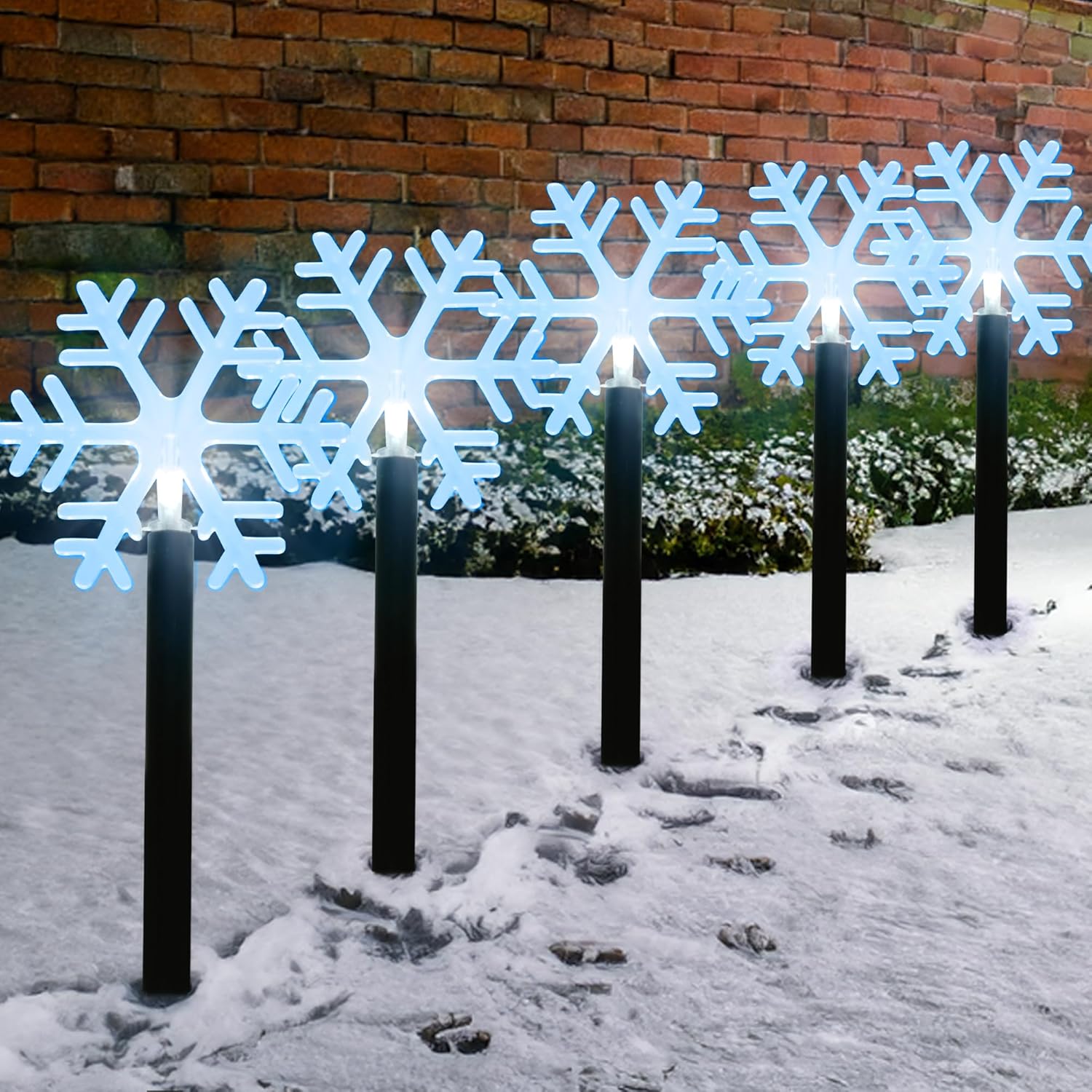 GloBrite 5 Pack Snowflake Garden Lights - Battery Powered Outdoor Lights - Water...