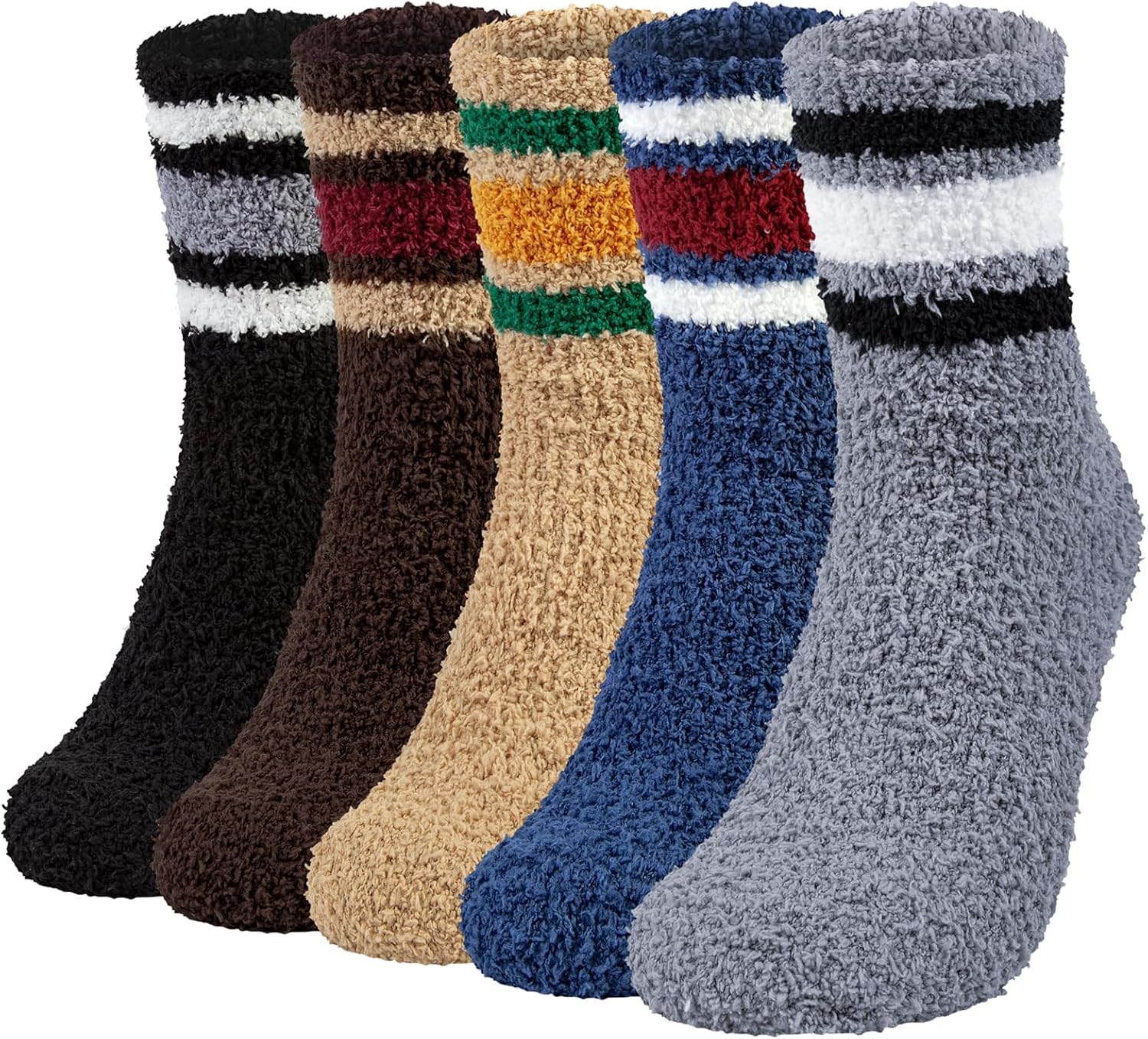 Chalier Cozy 5 Pairs Mens Fluffy Socks Warm Winter Thermal Slipper Socks Pure Co...