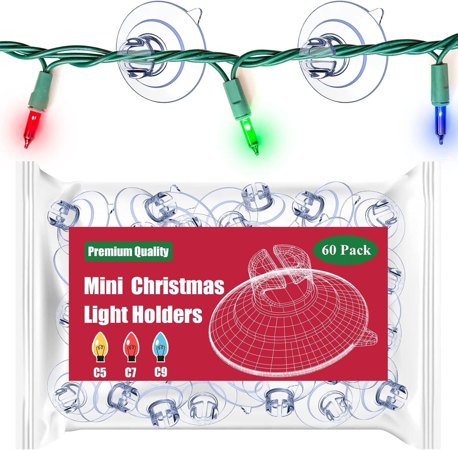 Miuezuth Mini Christmas Light Suction Cups, Special Small Clear Suckers for Fair...