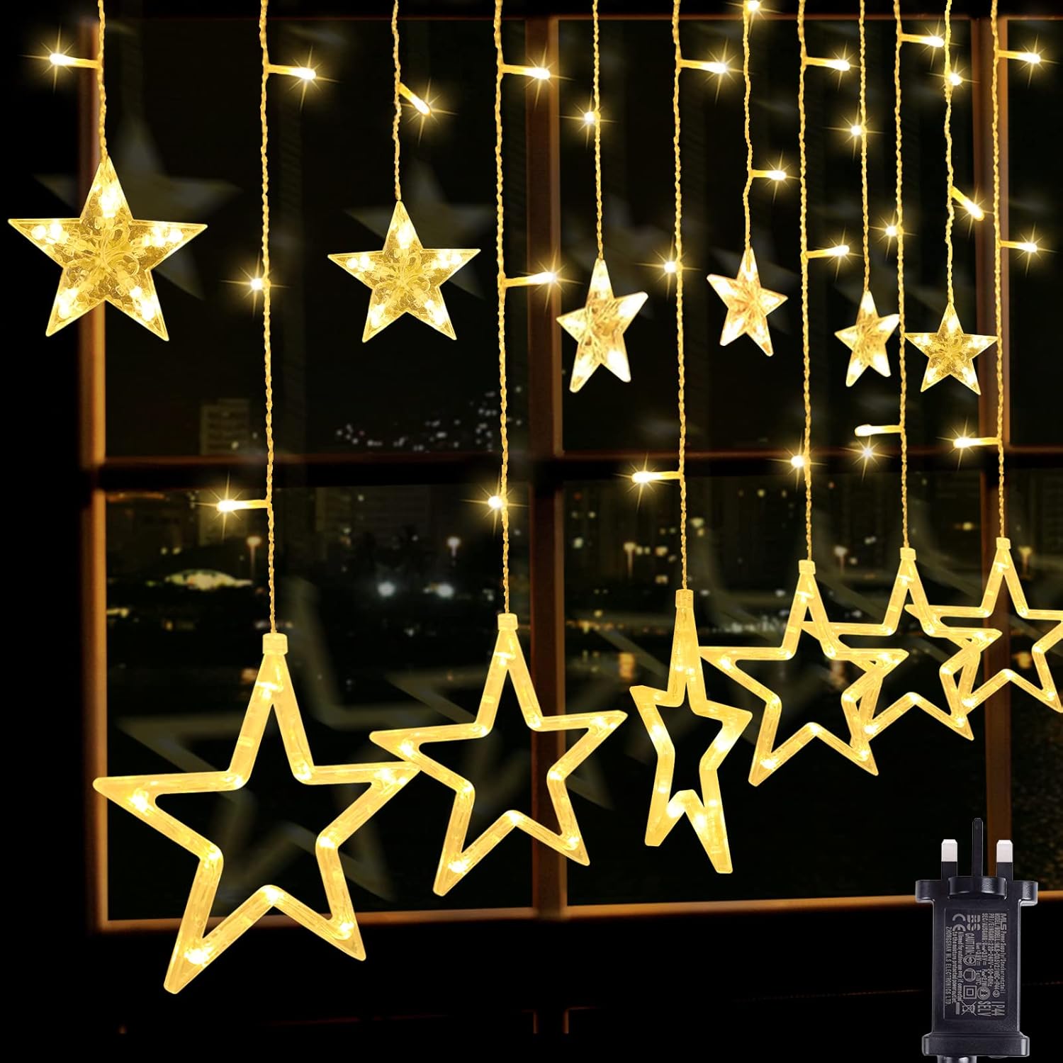 Opard 138LED Window Light with 12 Stars 8 Lighting Modes Timer&Memory Function C...