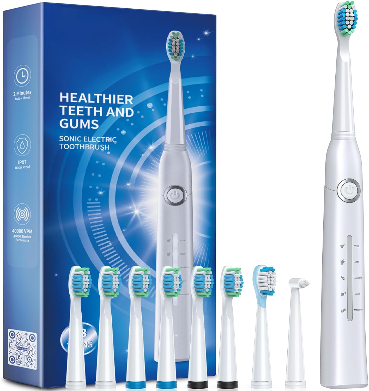 Electric Toothbrush for Adult, Special Sonic Toothbrushes with 8 Brush Heads, In...