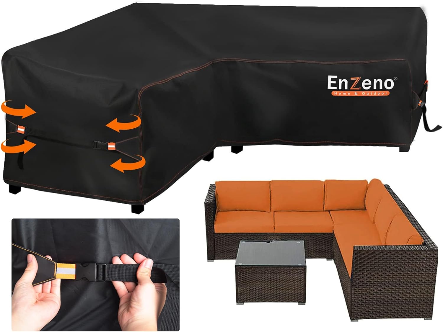 Enzeno Garden V-Shape Furniture Cover Waterproof, 420D Heavy Duty Oxford Fabric...