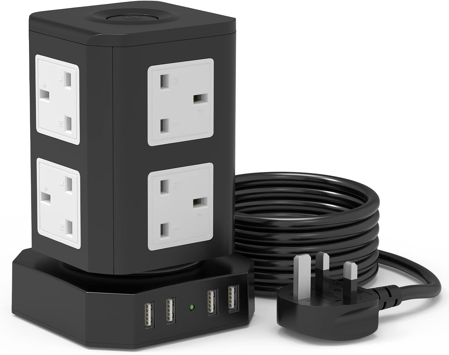 Tower Extension Lead with USB Solts by HAFINO, [13A 3250W] Surge Protected Exten...