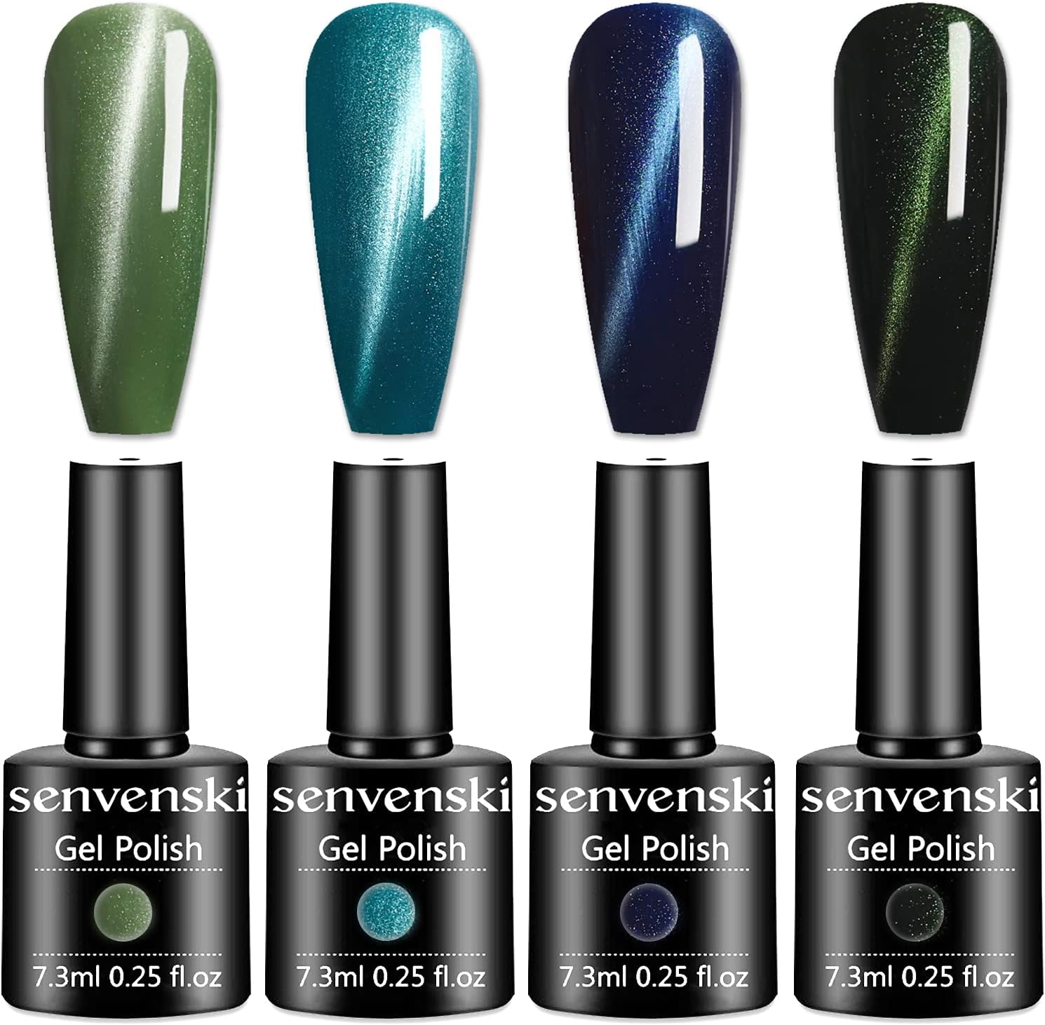 Senvenski Magnetic Gel Nail Polish, Special Cat Eye Gel Polish in Army Green, Un...