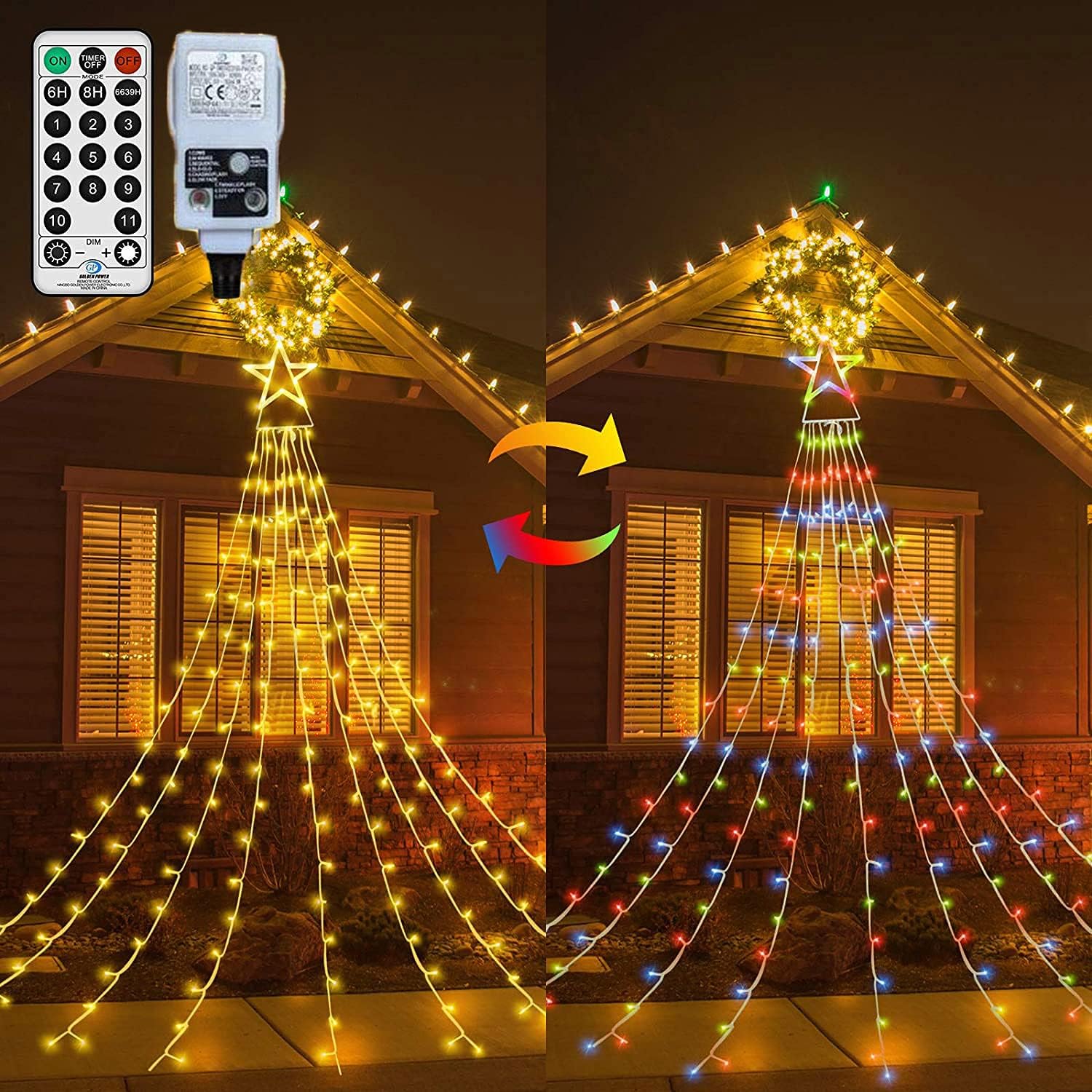 CORST Outdoor Curtain Lights, Special Star Fairy Lights Mains Powered, Innovativ...