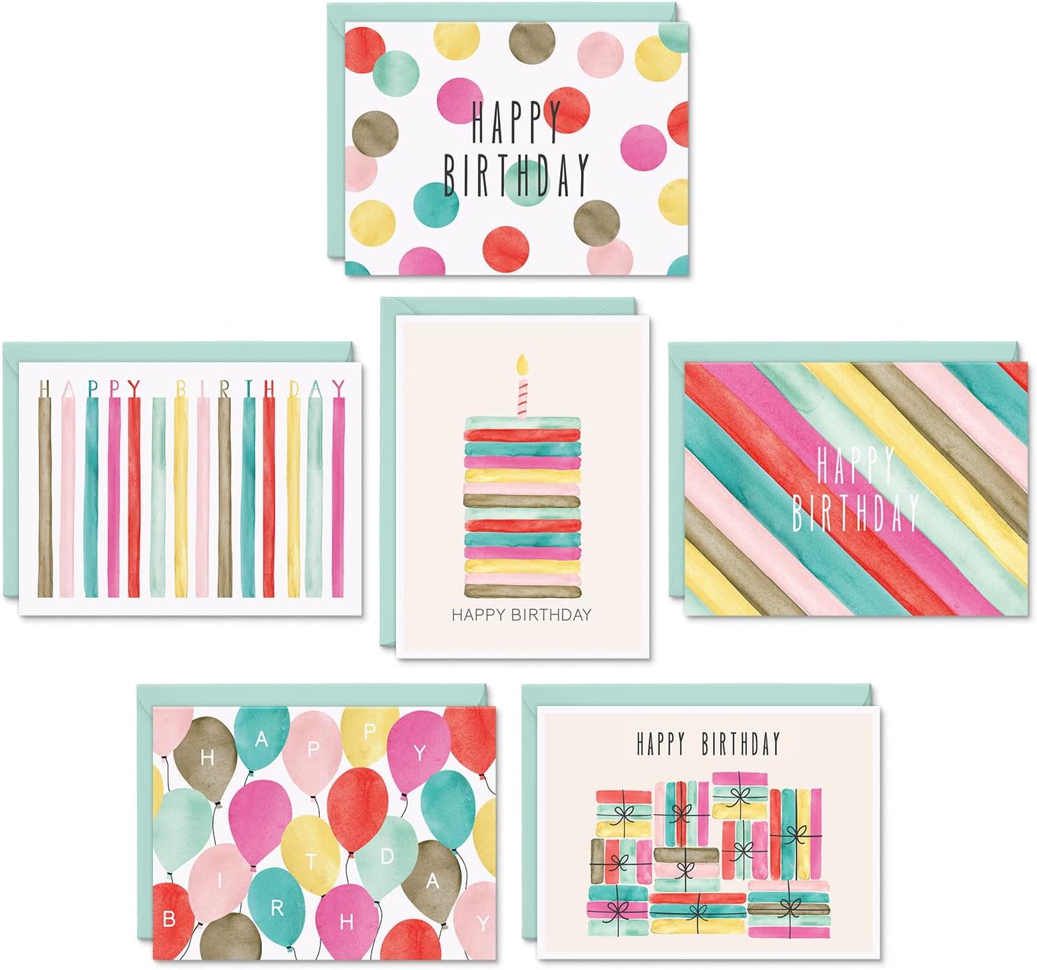 48 Watercolor Bulk Birthday Cards Assortment – Bulk Happy Birthday Card with Env...