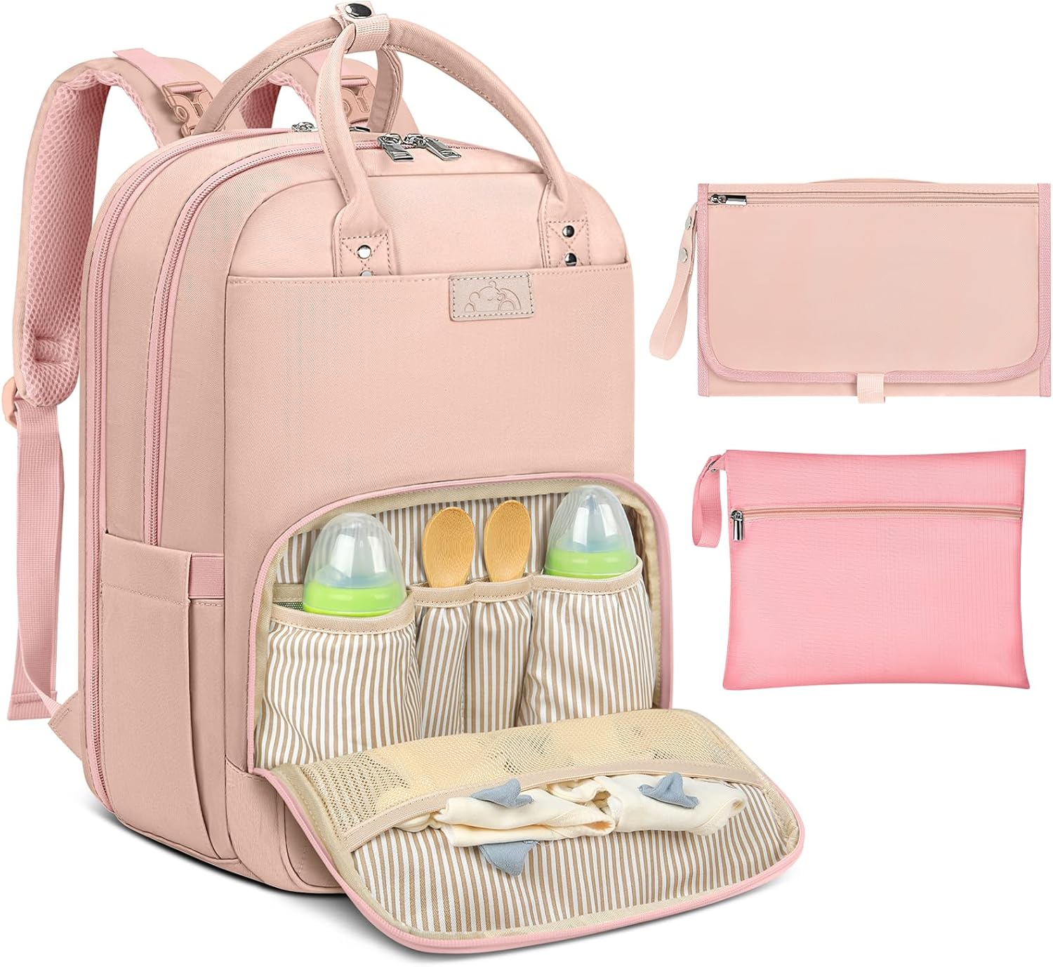Baby Changing Bag Backpack with Portable Changing Mat Waterproof Nappy Bag Multi...