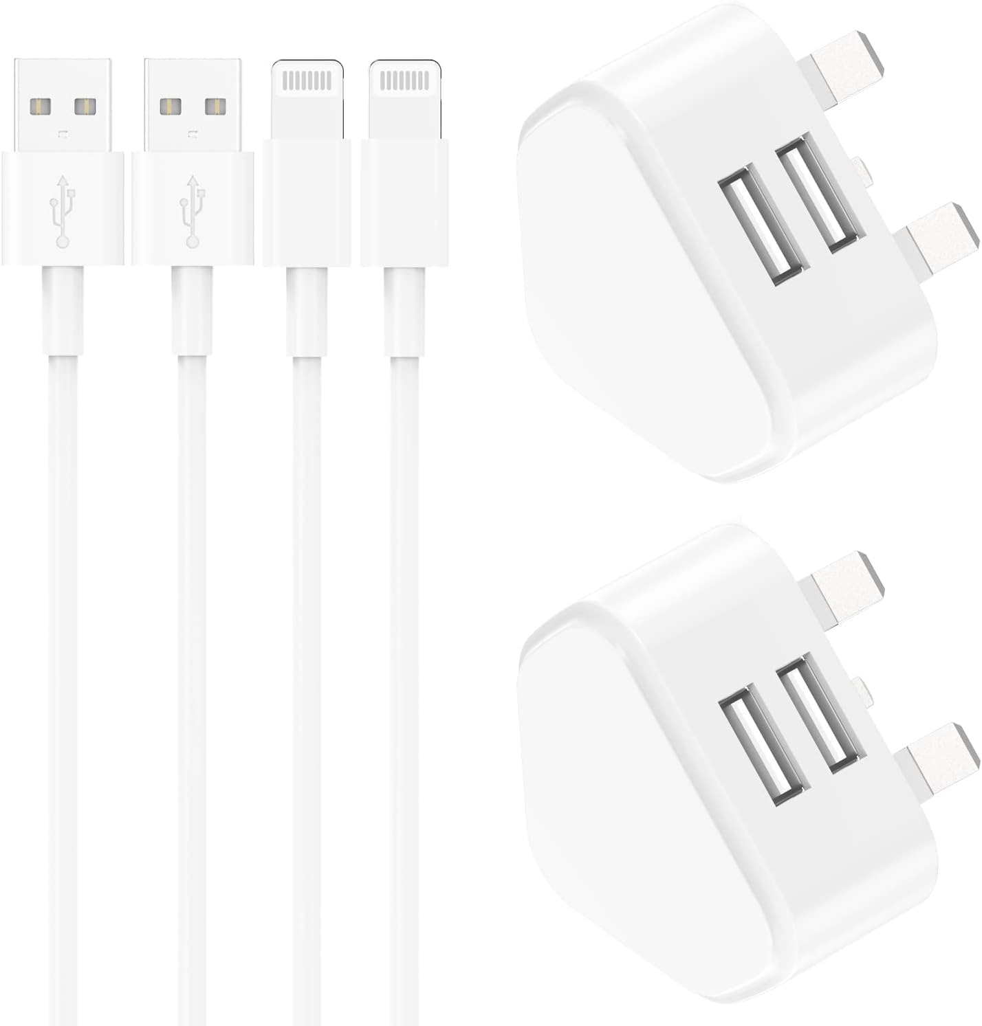 Phone Charger, 4-Pack USB Plug and 2M Cable for iPhone 14 13 12 11 Pro Max Plus...