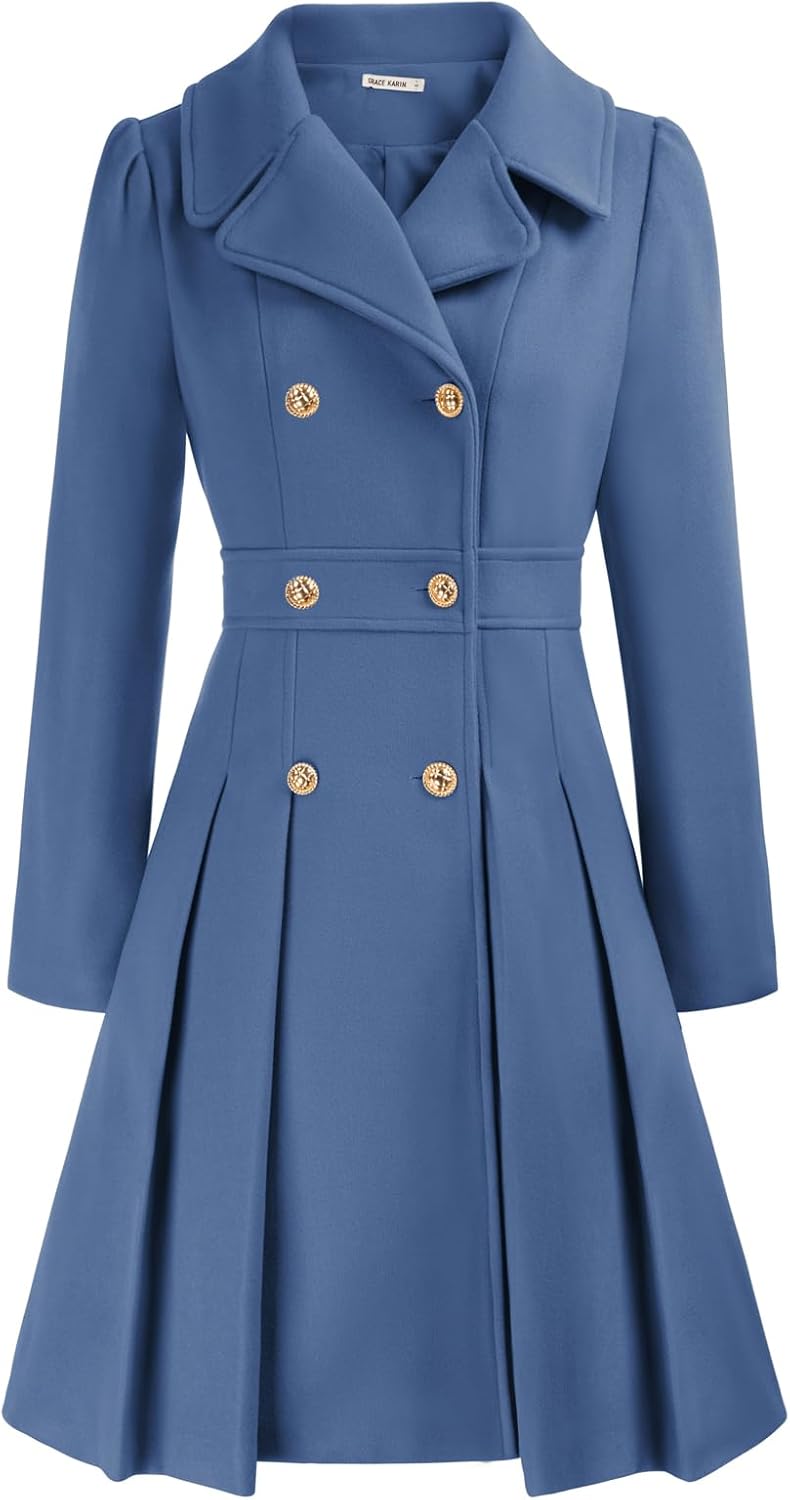 GRACE KARIN 2024 Women's Fashion Trench Coat, Special Notch Lapel Double Breaste...