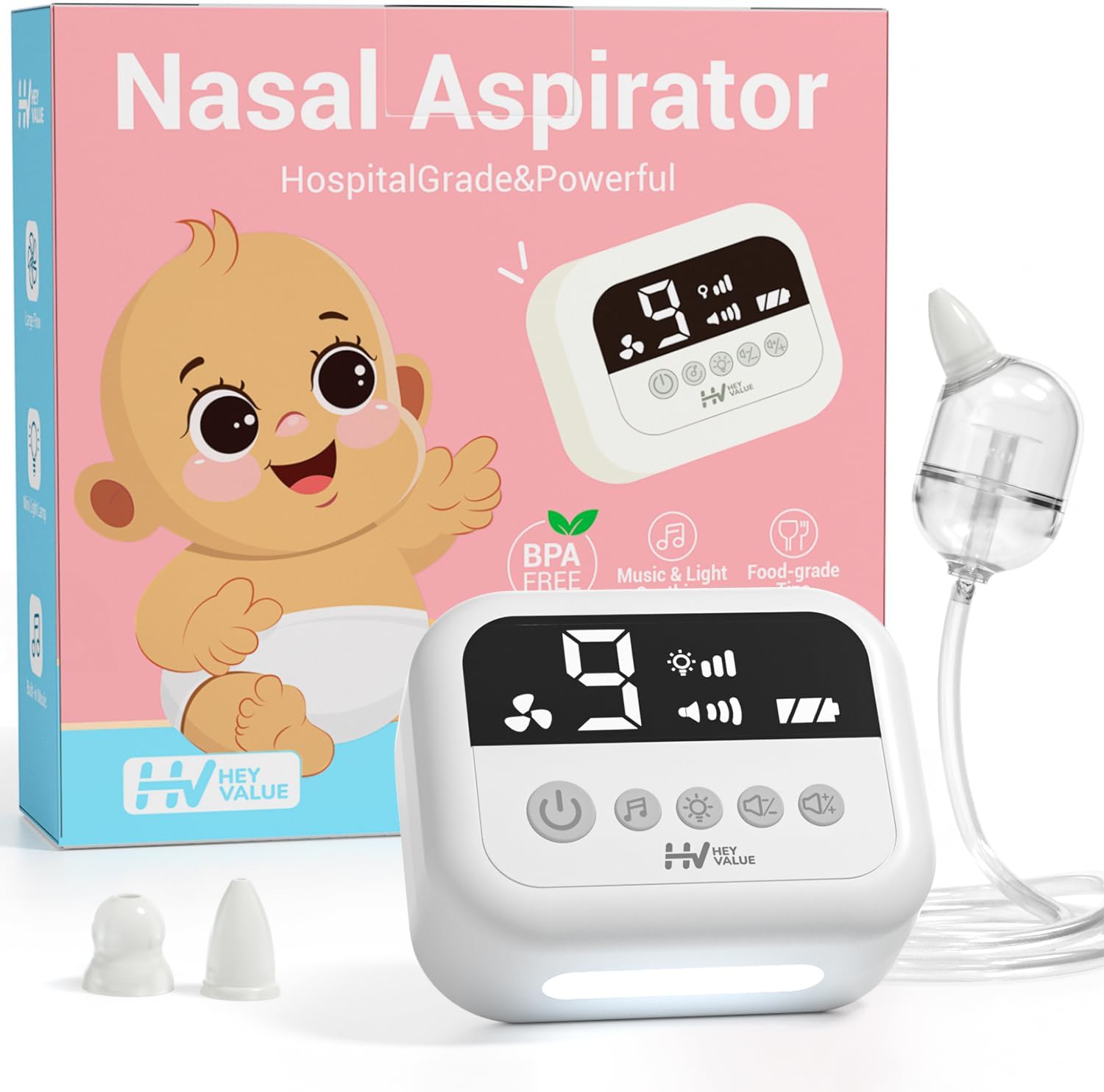 HEYVALUE Nasal Aspirator for Baby, Electric Nose Suction for Baby with 9 Levels...