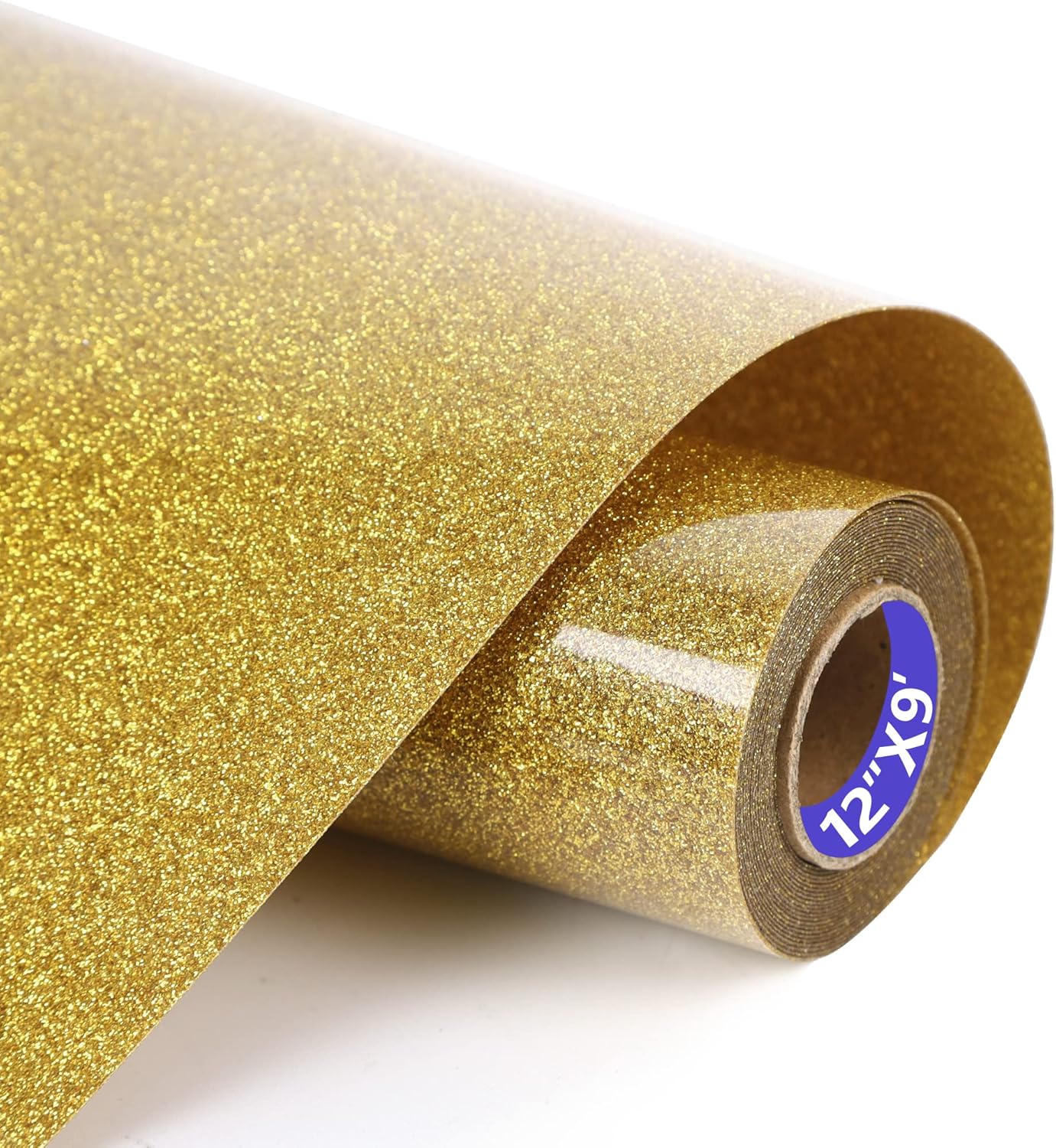 HTVVETUR Glitter Gold HTV Vinyl Rolls Heat Transfer Vinyl - 12" x 9ft White HTV...