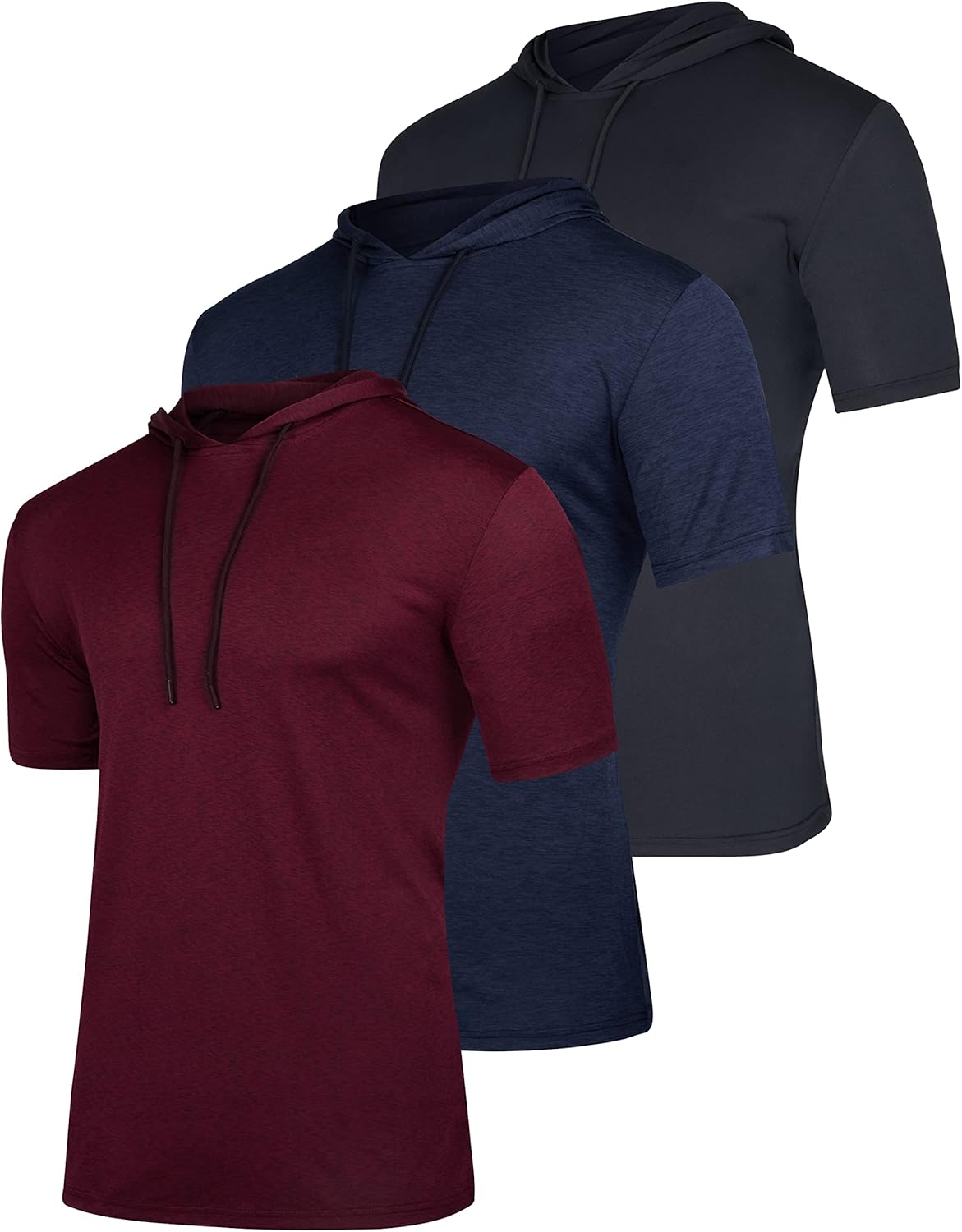 Real Essentials 3 Pack, Special Men's Dry Fit Short Sleeve Active Hoodie, Innova...
