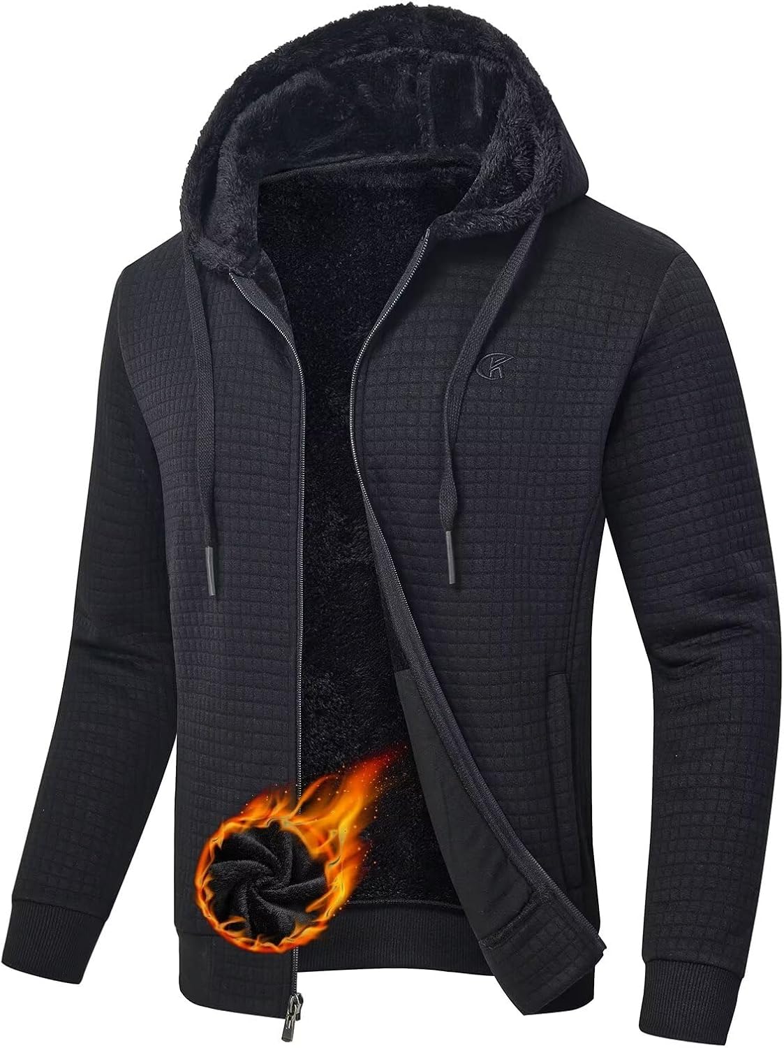 Men's Zip Up Hoodie Heavyweight Fleece Sherpa Lined Sweatshirt Jackets Winter Wa...