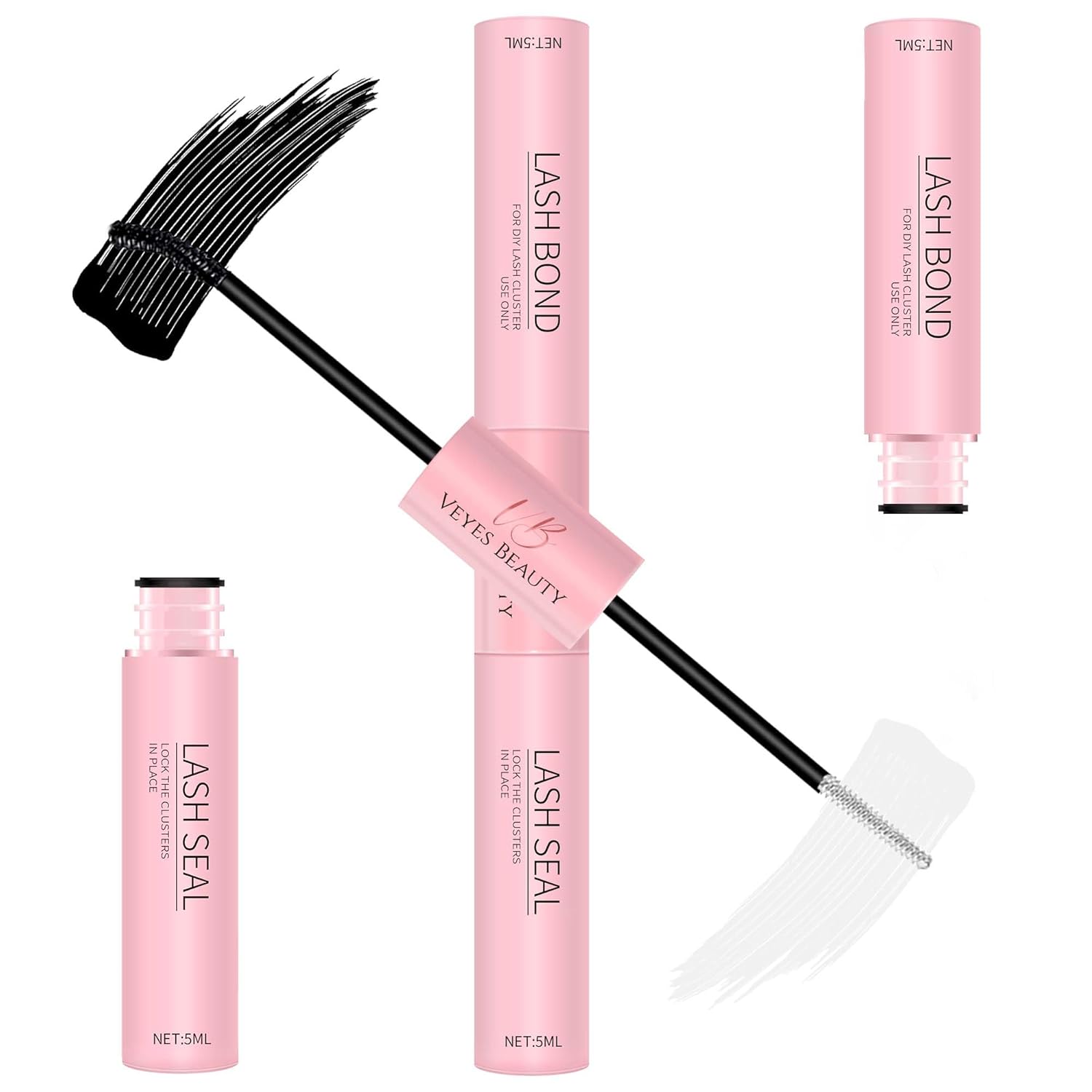 VEYESBEAUTY Lash Bond and Seal Waterproof 2 in 1 Cluster Lash Glue for Eyelash E...