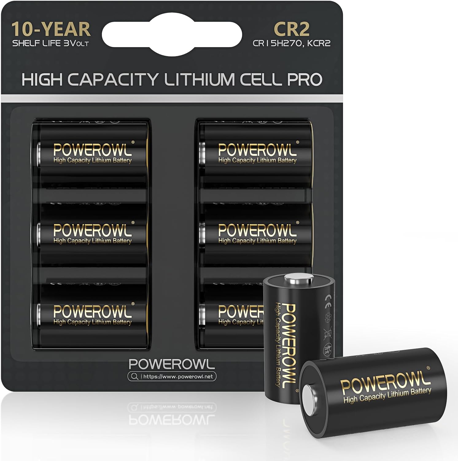 POWEROWL CR2 3V Lithium Battery, 6 Pack High Capacity CR15h270 CR 2 C2 3 Volt Ba...